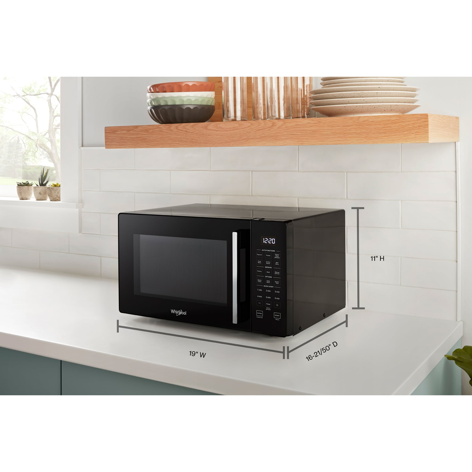 Whirlpool 19 in. 0.9 cu. ft. 900W Countertop Microwave - Black, , hires