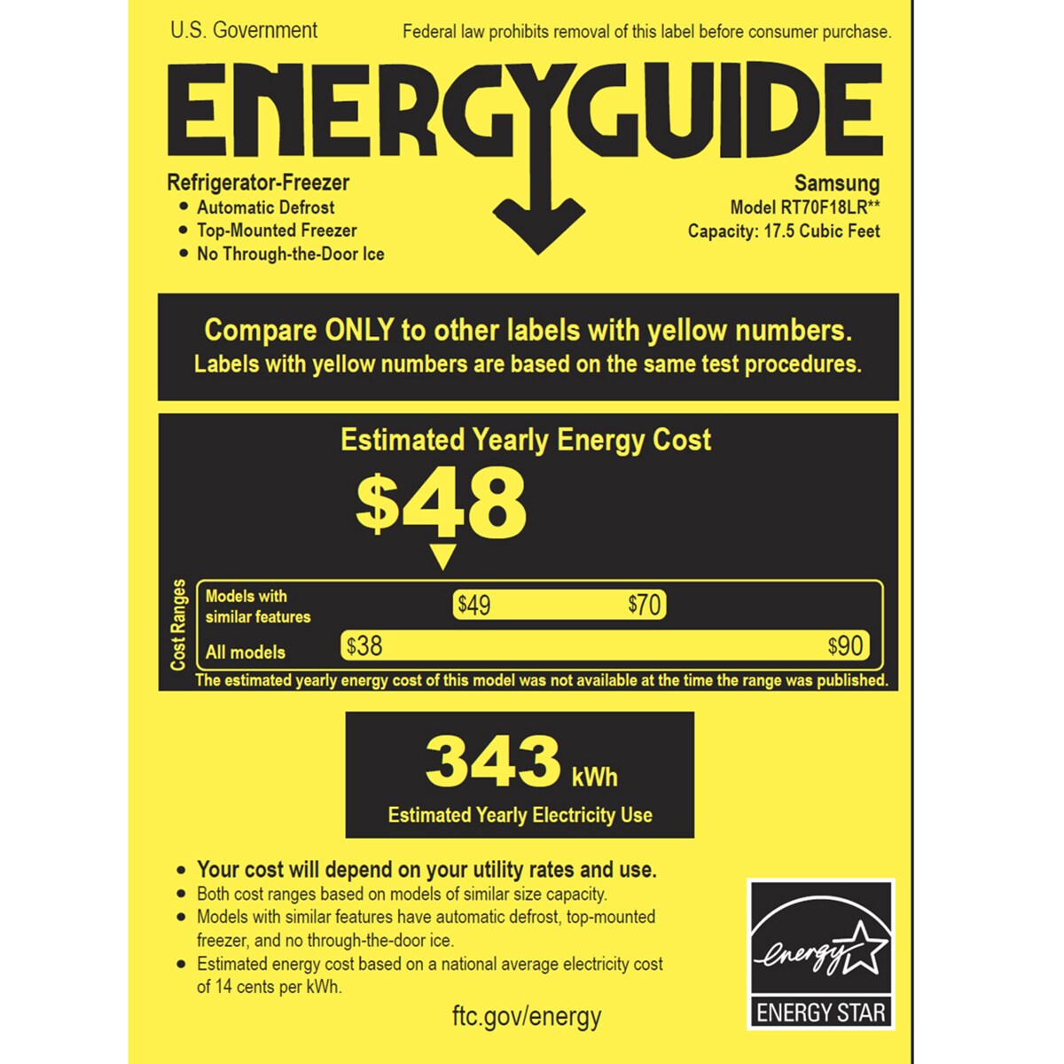 Samsung 28 in. 17.5 cu. ft. Smart Garage-Ready Top Freezer Refrigerator - Fingerprint Resistant Stainless Steel, , hires