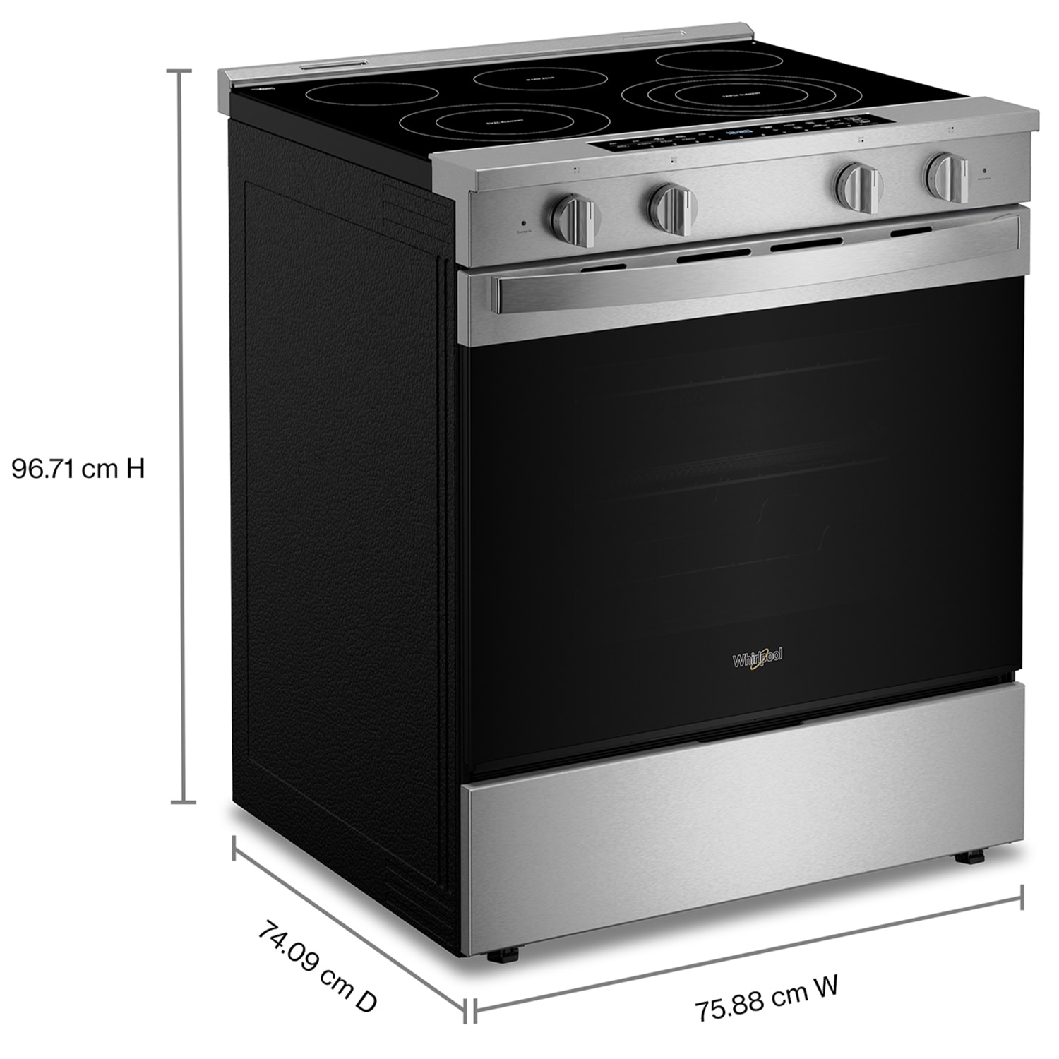 Whirlpool 30 in. 5.3 cu. ft. Smart Air Fry True European Convection Slide-In Electric Range with Radiant Burners - Fingerprint Resistant Stainless, Fingerprint Resistant Stainless, hires