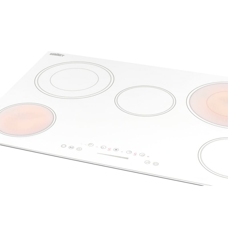 Summit 30 in. 5-Burner Electric Cooktop with Power Burner - White, , hires