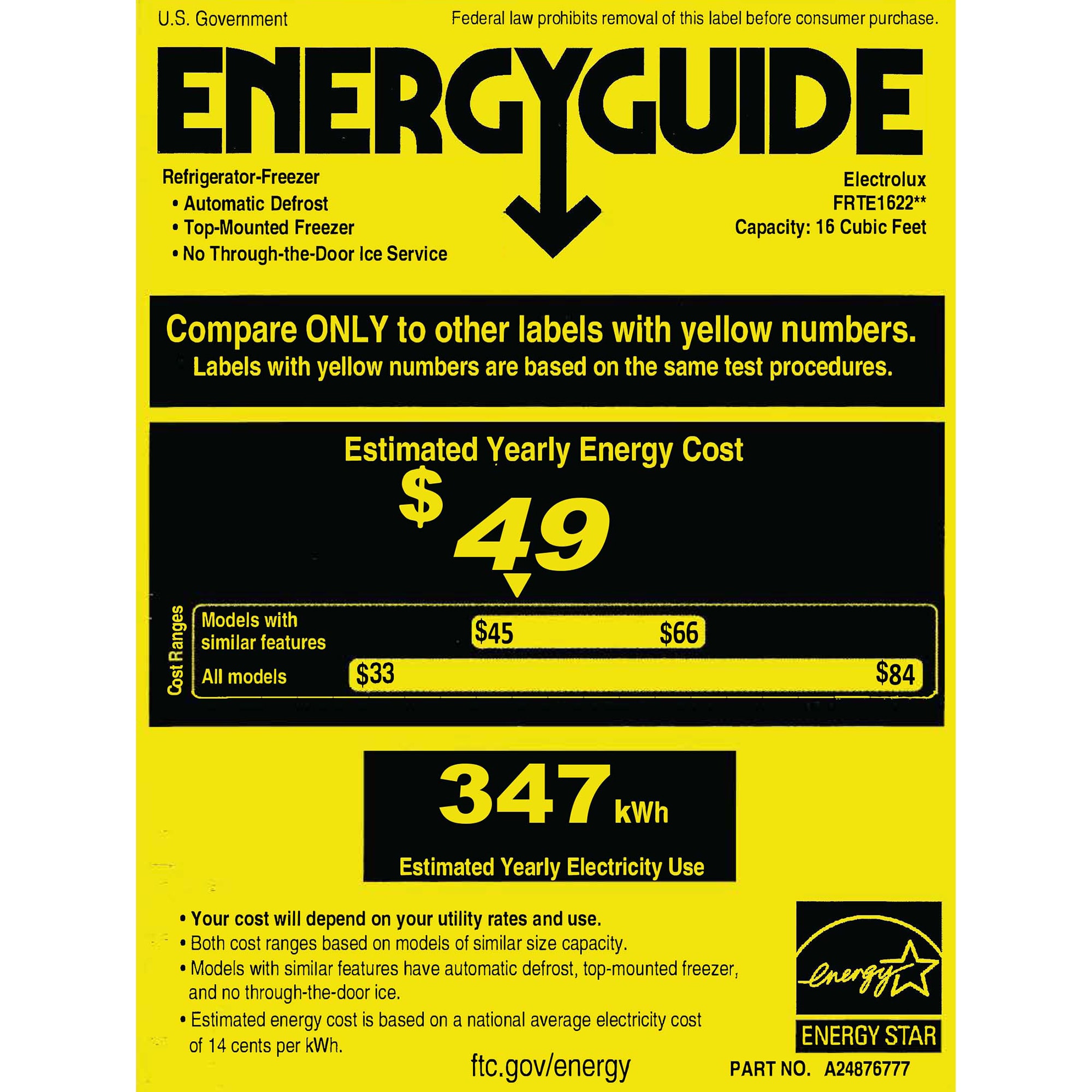 Frigidaire 28 in. 16 cu. ft. Counter Depth Garage Ready Top Freezer Refrigerator - Stainless Steel, Stainless Steel, hires