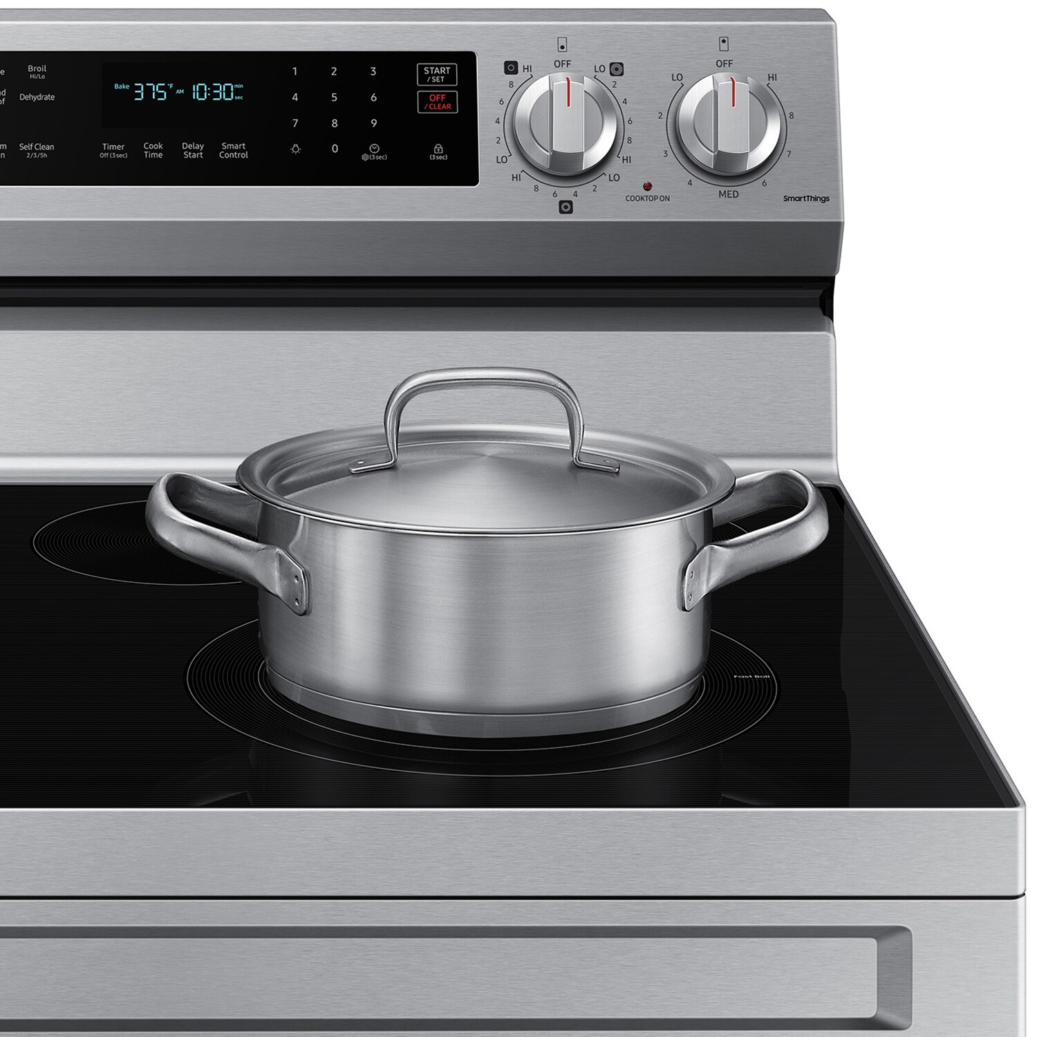 Samsung 30 in. 6.3 cu. ft. Smart Air-Fry True European Convection Electric Range with Radiant Burners & Griddle - Stainless Steel, , hires