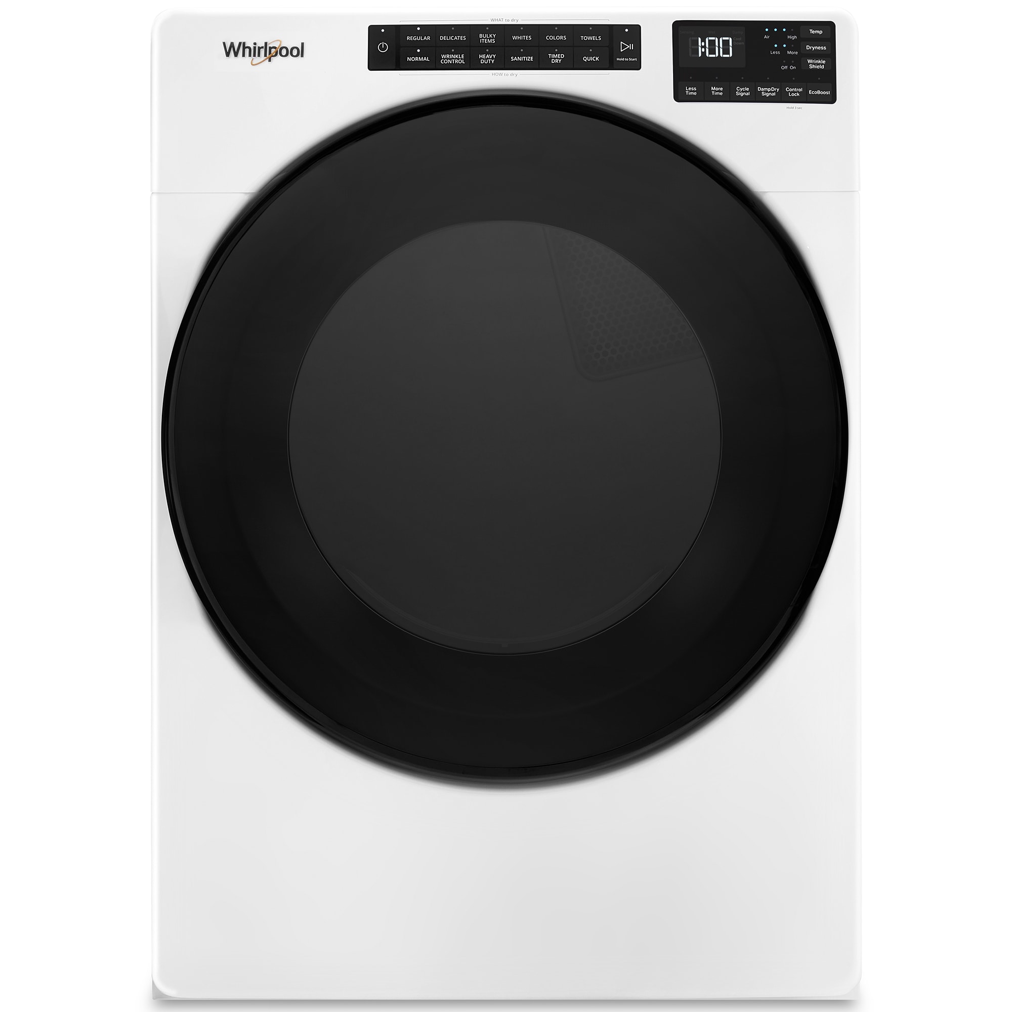 Whirlpool 27 in. 7.4 cu. ft. Stackable Electric Dryer with 36 Dryer Programs, 5 Dry Options, Sanitize Cycle, Wrinkle Care & Sensor Dry - White, White, hires