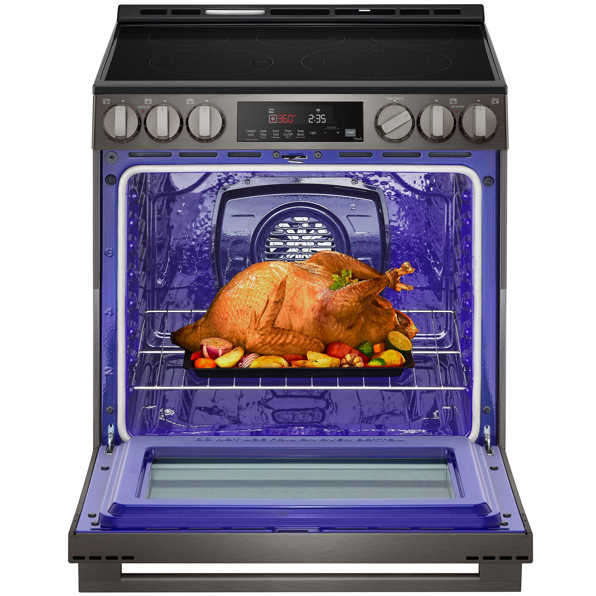 LG 30 in. 6.3 cu. ft. Smart Air-Fry Standard Convection Slide-In Electric Range with Radiant Burners - Black Stainless Steel, , hires