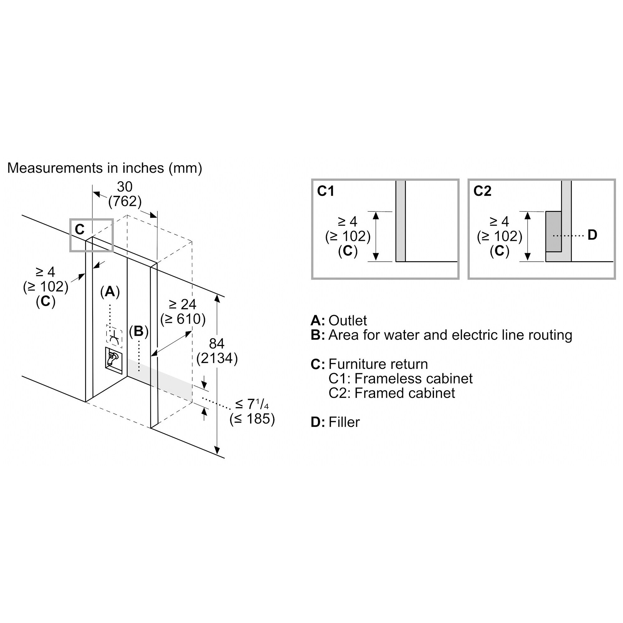 Bosch Benchmark Series 30 in. 16.5 cu. ft. Built-In Smart Counter Depth Bottom Freezer Refrigerator with Internal Water Dispenser - Stainless Steel, , hires