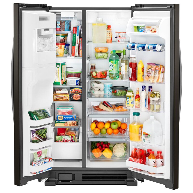 Whirlpool 36 in. 24.5 cu. ft. Side by Side Refrigerator with Ice & Water Dispenser - Black Stainless, Black Stainless, hires
