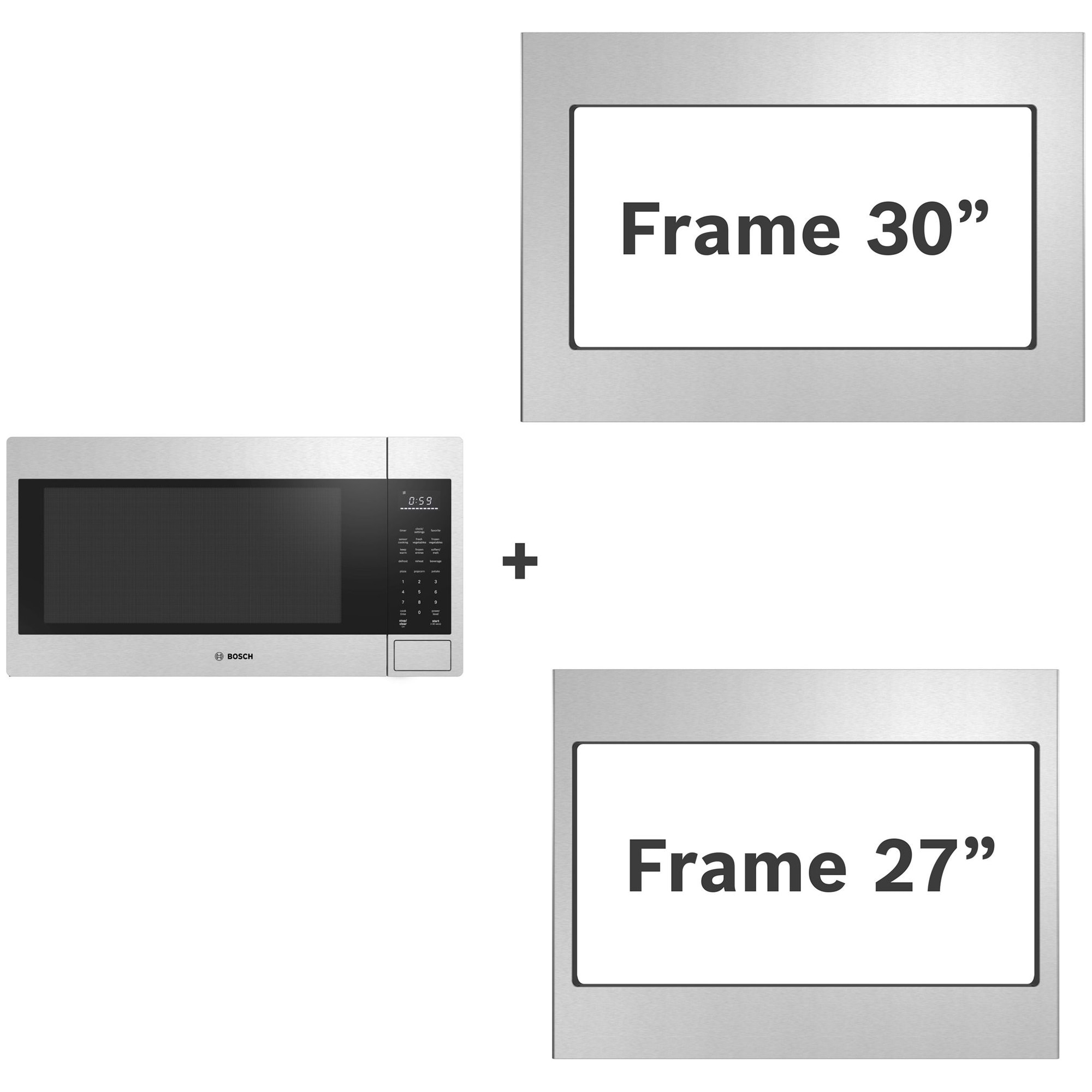 Bosch 300 Series 24 in. 2.1 cu. ft. 1000W Built-In Microwave with Sensor Cooking - Stainless Steel, , hires