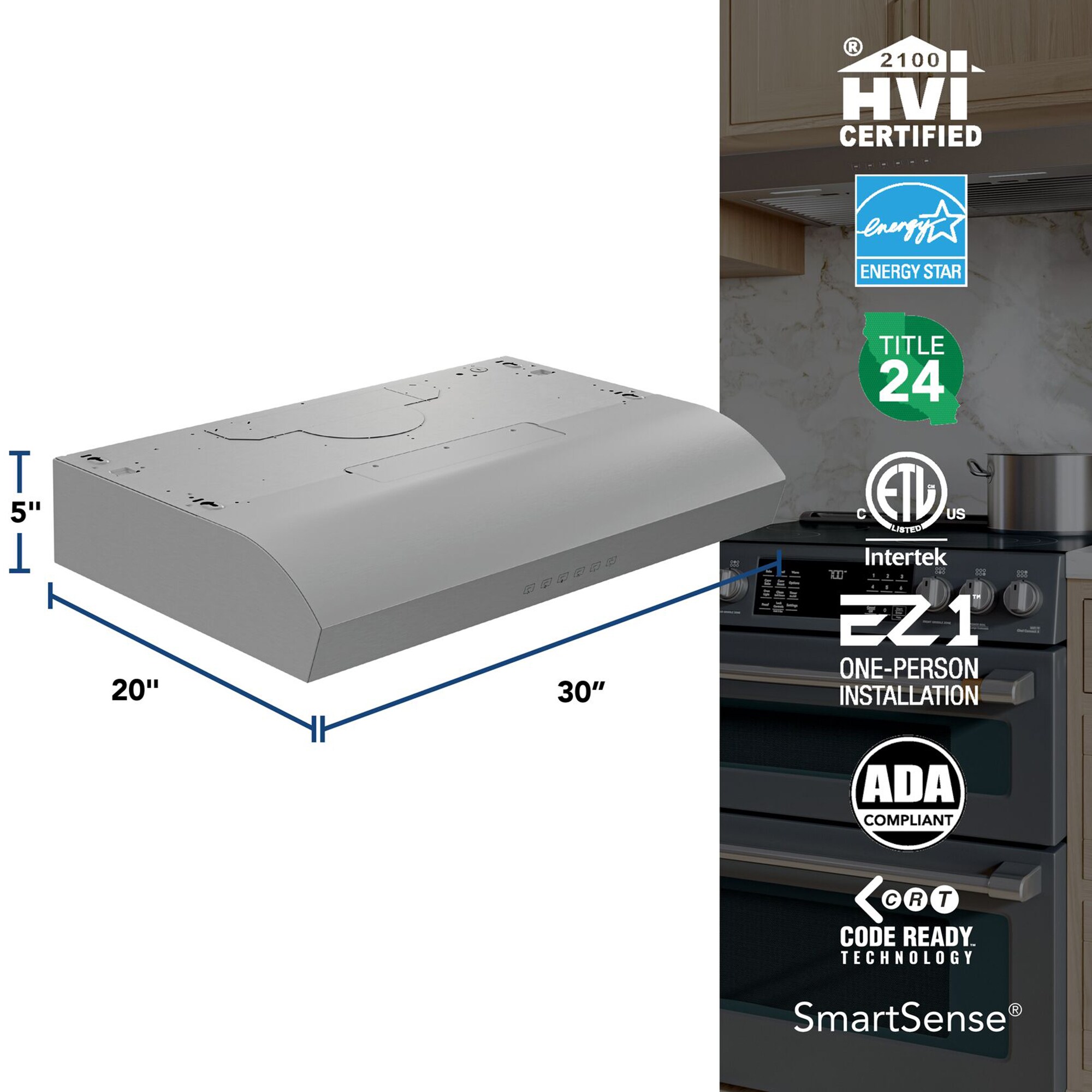 Broan 30 in. Convertible Standard Style Range Hood with 490 CFM, 3 Fan Speeds & 2 LED Lights - Stainless Steel, , hires