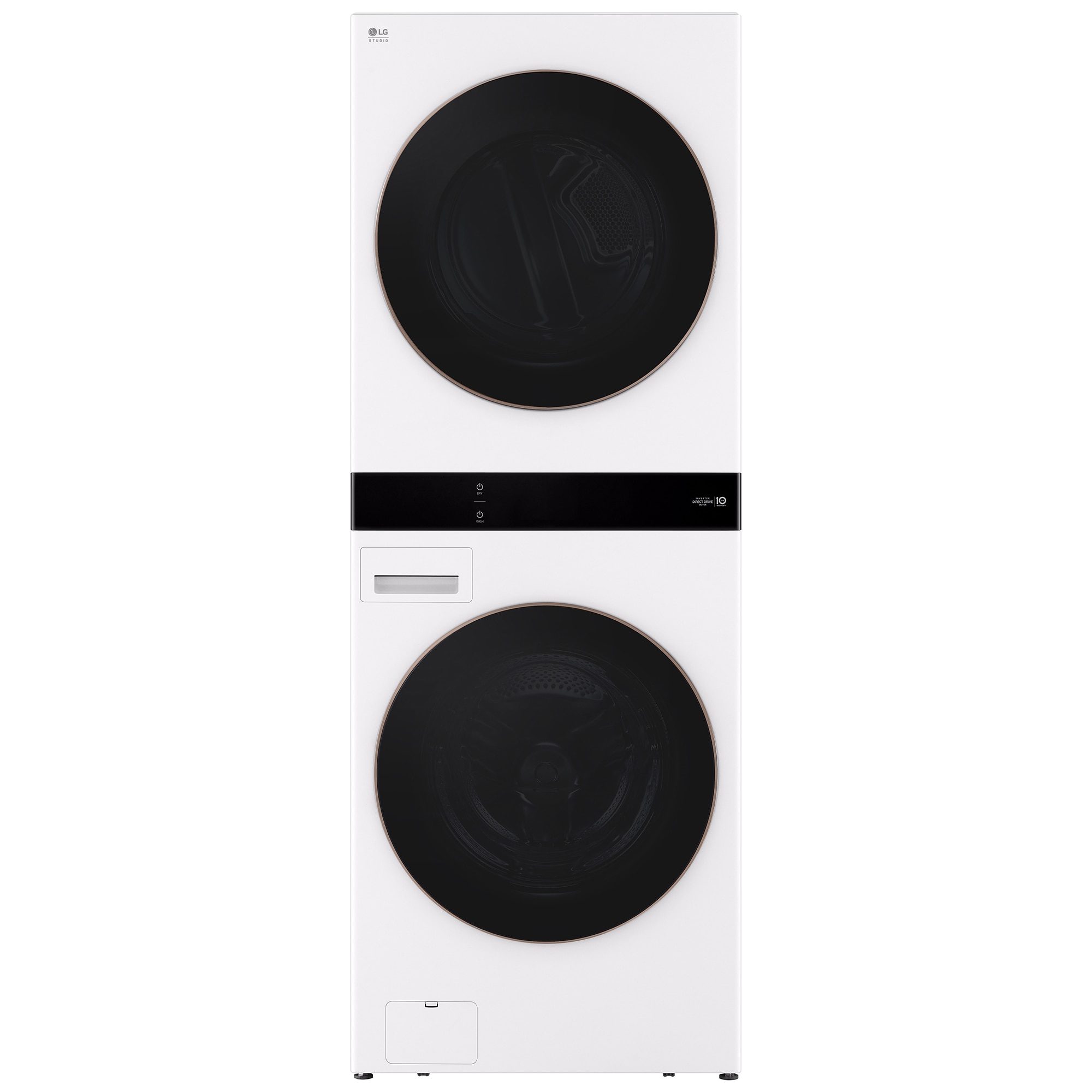 LG 27 in. 5.0 cu. ft. Smart Gas Front Load WashTower with AI Sensor Dry, TurboSteam, Allergiene Cycle, ezDispense, AI DD 2.0 Advanced Washing, Sensor Dry, Sanitize & Steam Cycle - Essence White, Essence White, hires