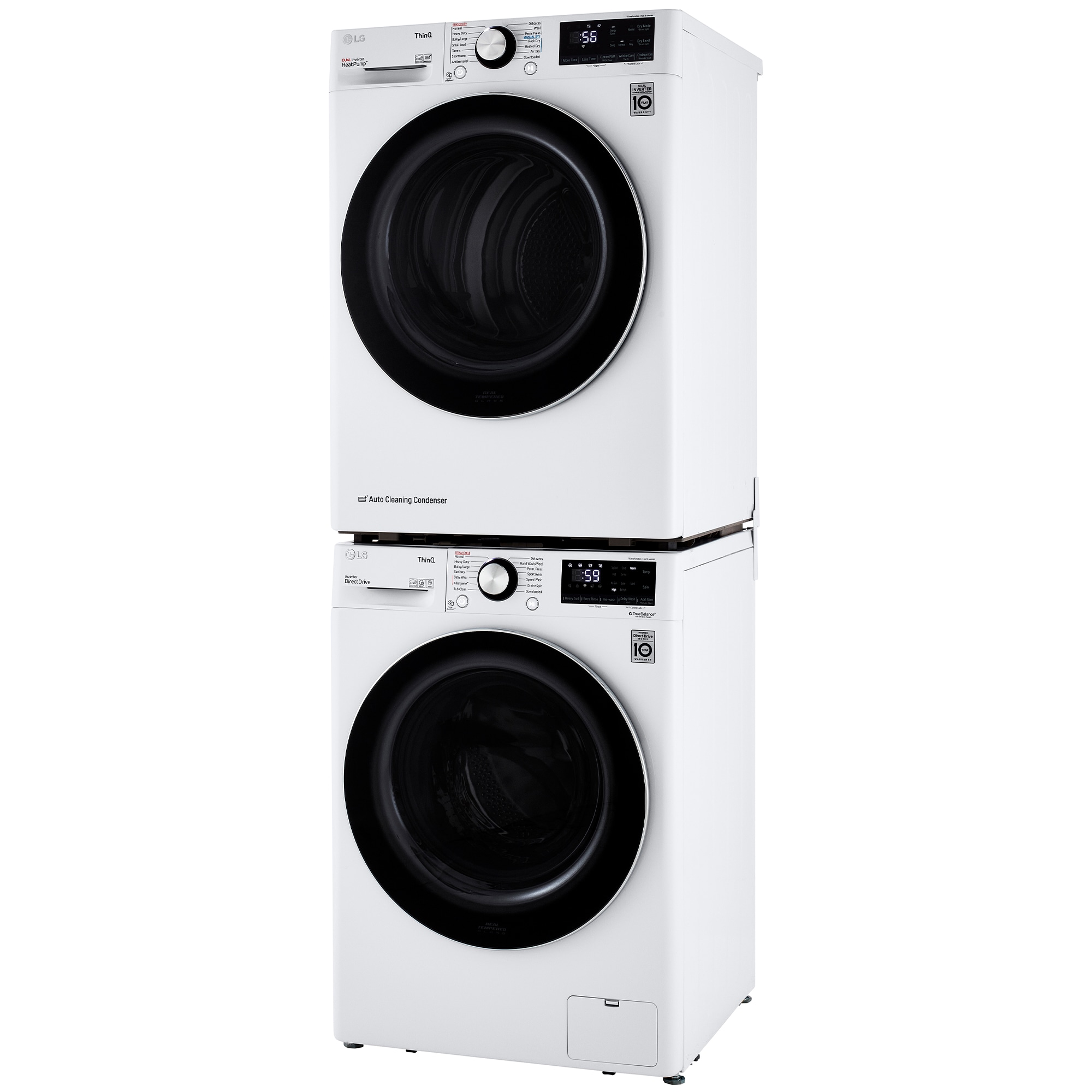 LG 24 in. 4.2 cu. ft. Smart Stackable Ventless Electric Dryer with Heat Pump, Sensor Dry & Sanitize Cycle - White, White, hires