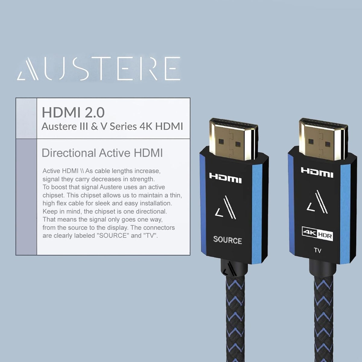 Austere V Series Premium 4K HDR HDMI Cable with ARC - 5.0m, , hires