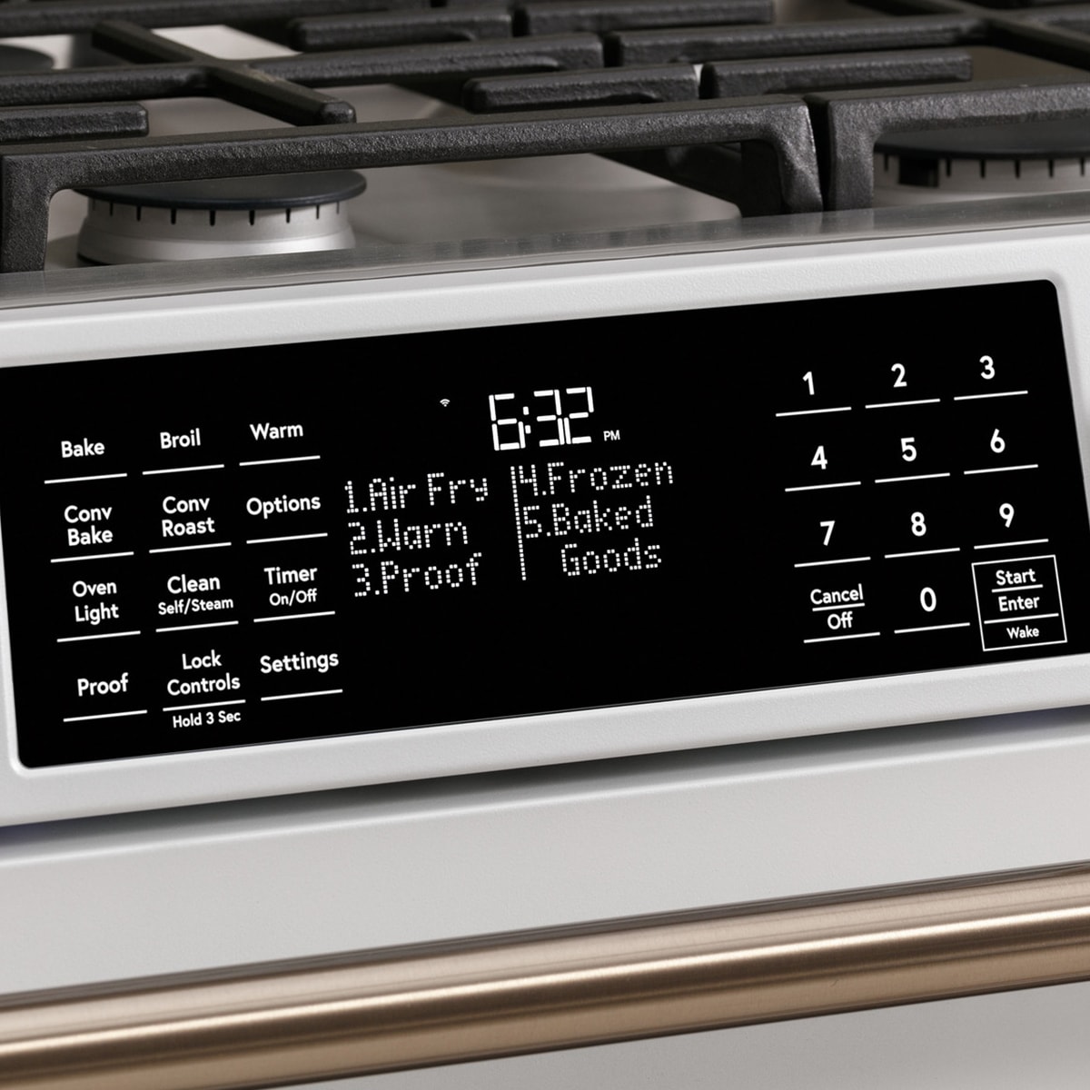 Cafe 30 in. 5.6 cu. ft. Smart Air Fry True European Convection Slide-In Gas Range with 6 Sealed Burners & Griddle - Matte White, Matte White, hires