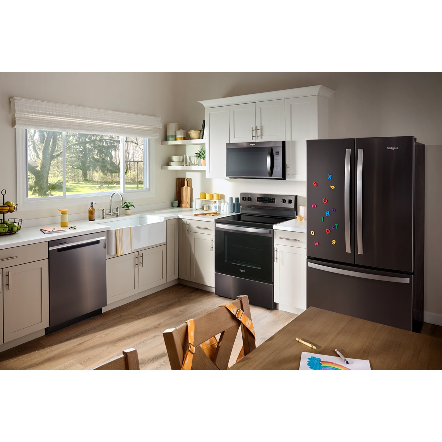 Whirlpool 30 in. 1.9 cu. ft. 1000W Over-the-Range Microwave with 300 CFM & Sensor Cooking - Black Stainless Steel, Black Stainless Steel, hires