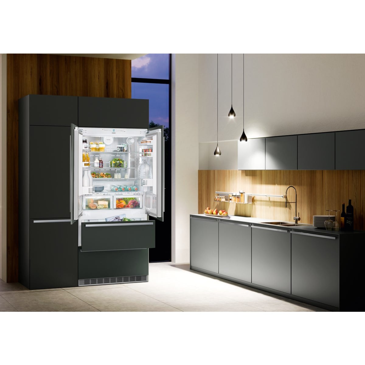 Liebherr 36 in. 18.9 cu. ft. Built-In Counter Depth 4-Door French Door Refrigerator with Ice Maker - Custom Panel Ready, , hires