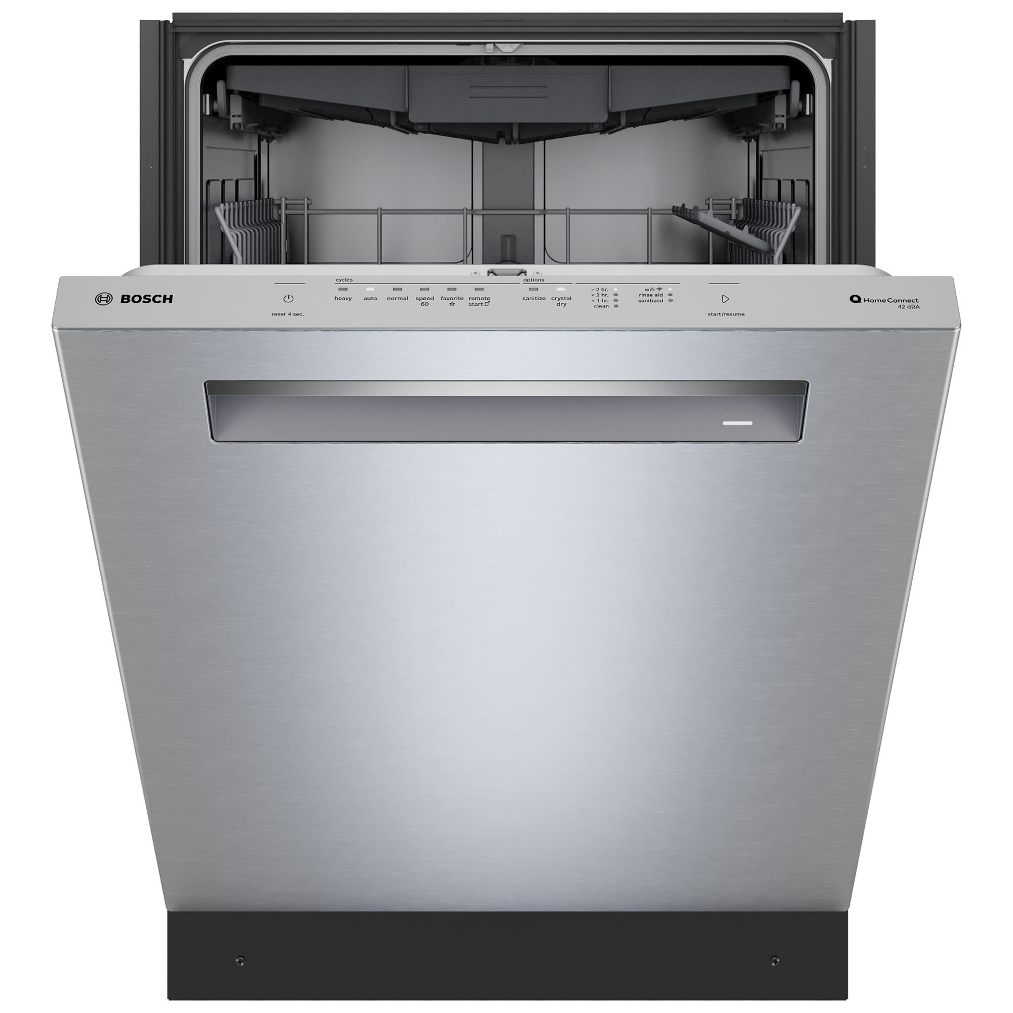 Bosch 800 Series 24 in. Top Control Smart Dishwasher with 42 dBA Sound Level, 3rd Rack, CrystalDry & Pocket Handle - Stainless Steel, , hires