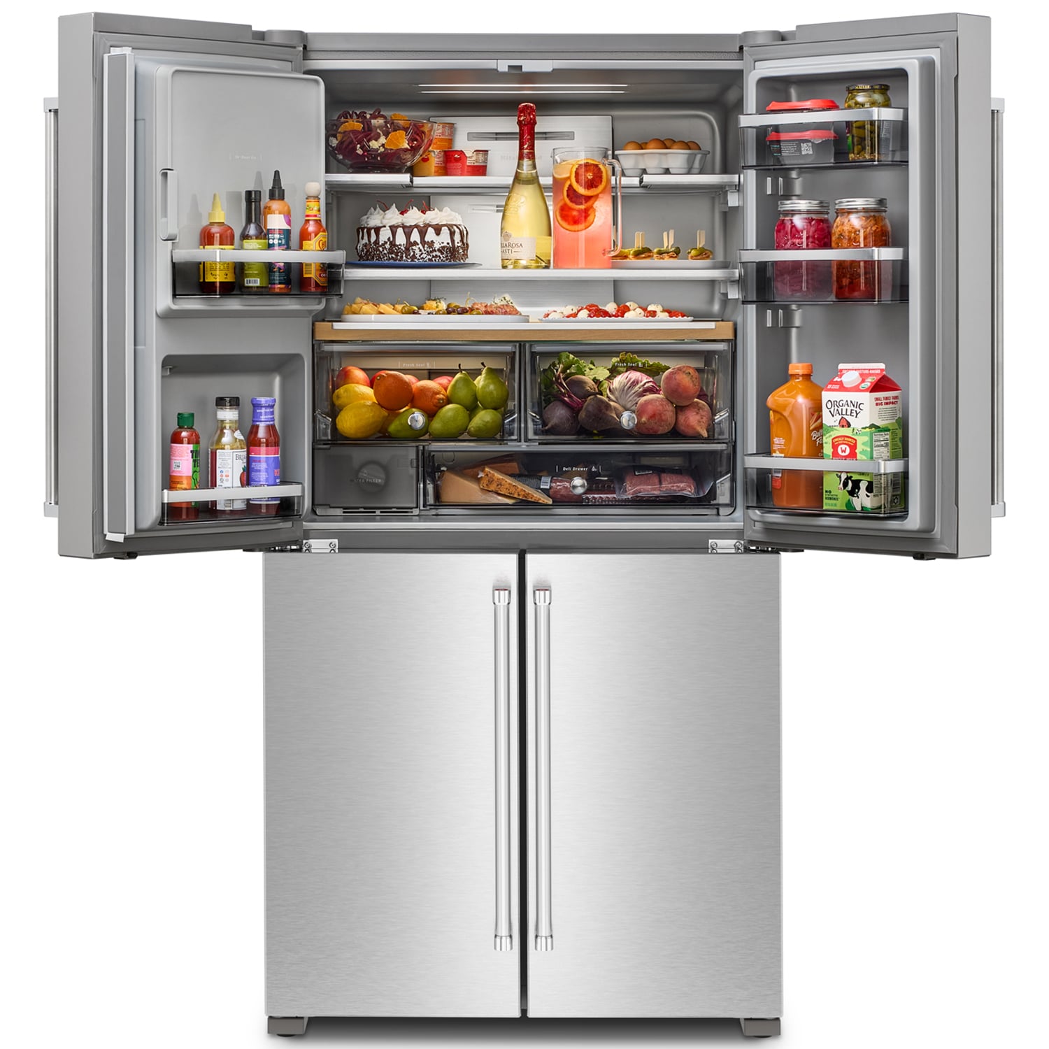 KitchenAid 36 in. 19.1 cu. ft. Counter Depth 4-Door French Door Refrigerator with Ice & Water Dispenser - Fingerprint Resistant Stainless, , hires