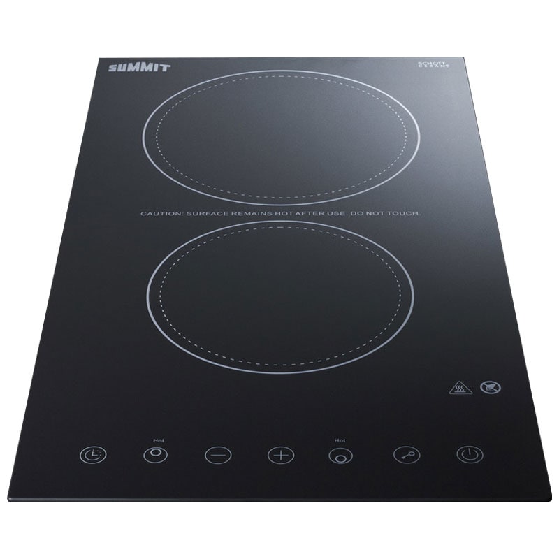 Summit 12 in. 2-Burner Electric Cooktop with Simmer Burner - Black, , hires