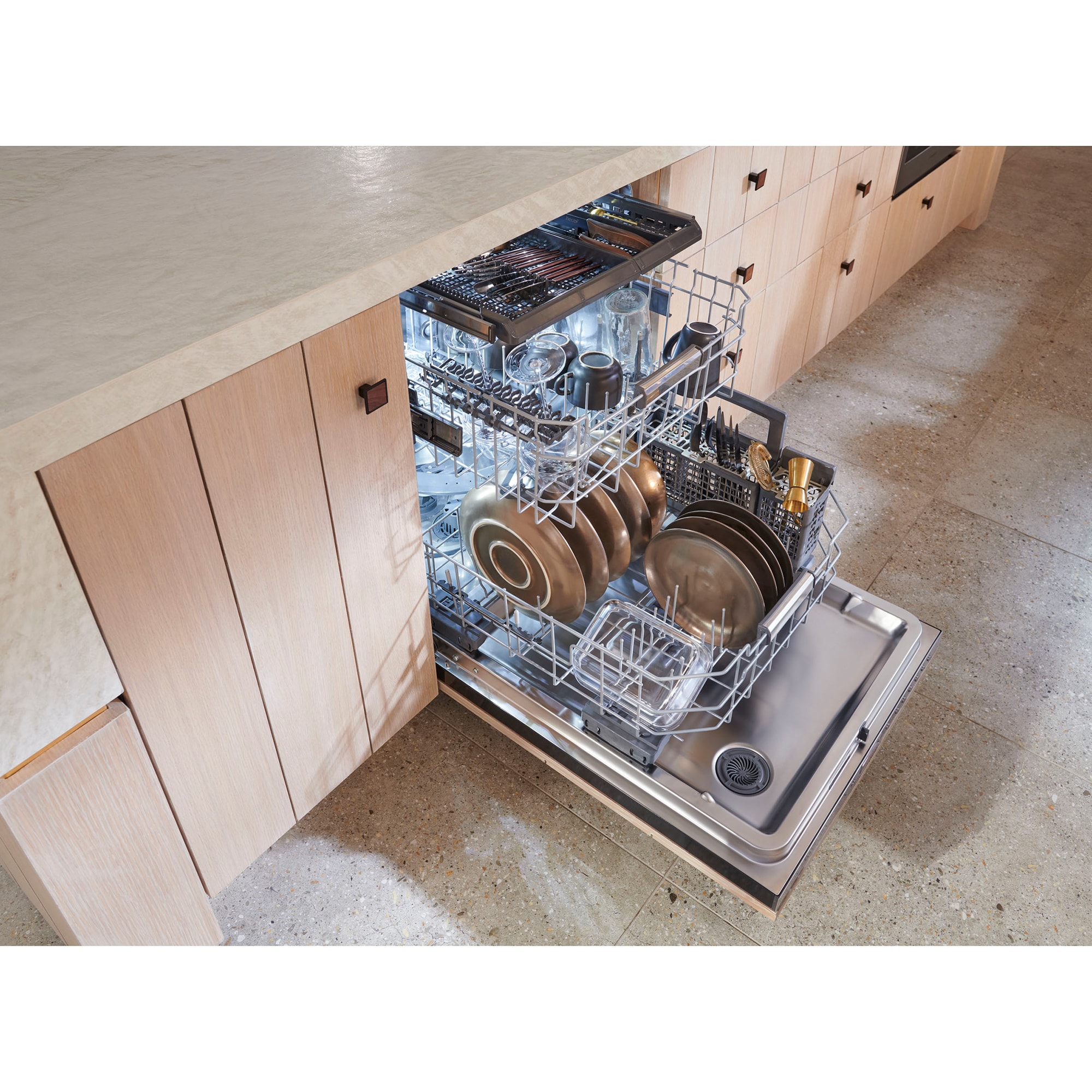 Monogram 24 in. Top Control Flush-Mount Smart Dishwasher with 39 dBa Sound Level, 3rd-Rack & Max Dry system - Custom Panel Ready, , hires