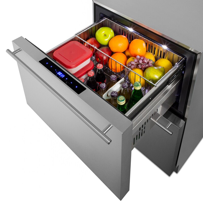 Summit 24 in. 3.3 cu. ft. Outdoor Double Refrigerator & Freezer Drawers - Stainless Steel/Panel Ready, , hires
