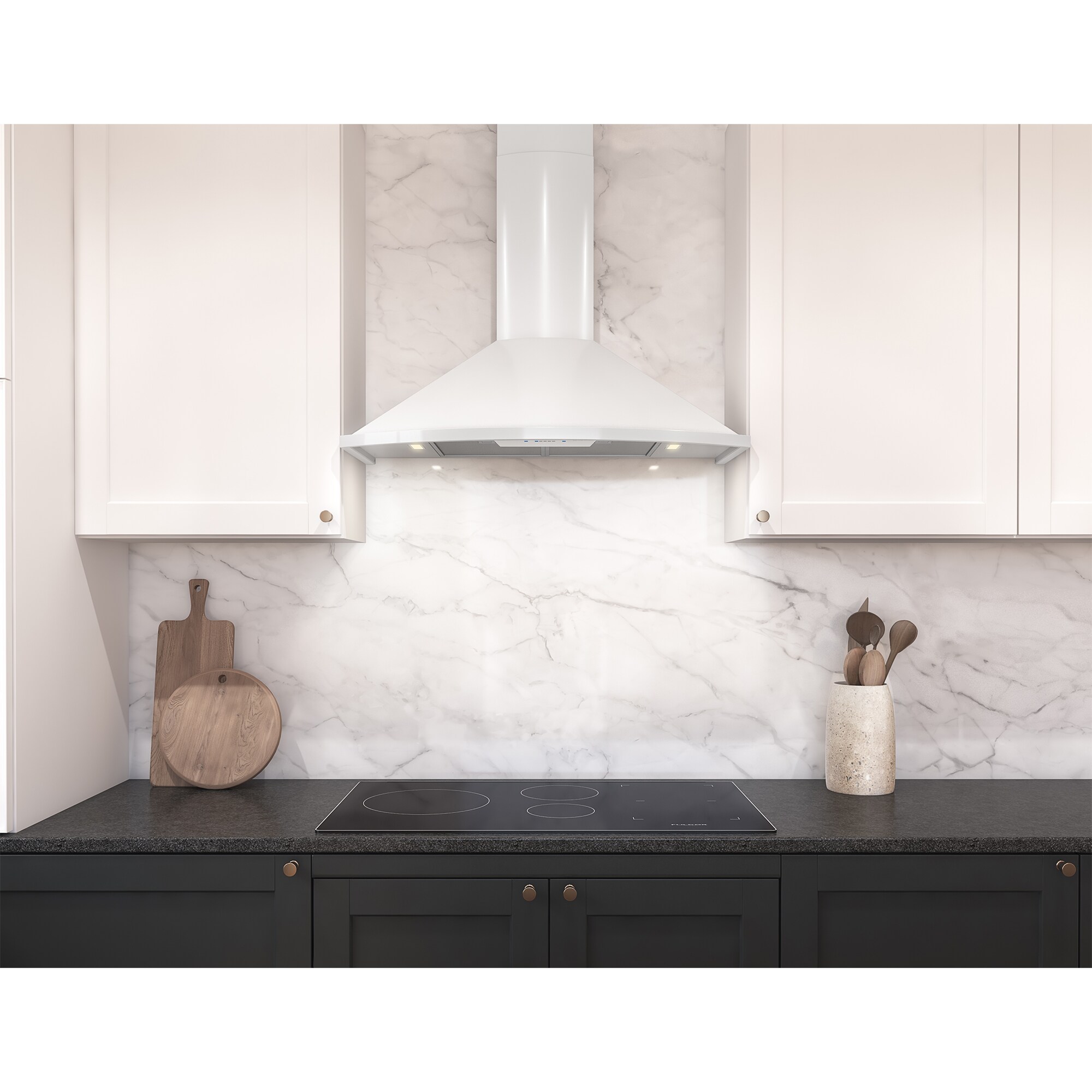 Zephyr 30 in. Convertible Chimney Style Range Hood with 600 CFM, 5 Fan Speeds & 2 LED Lights - White, , hires
