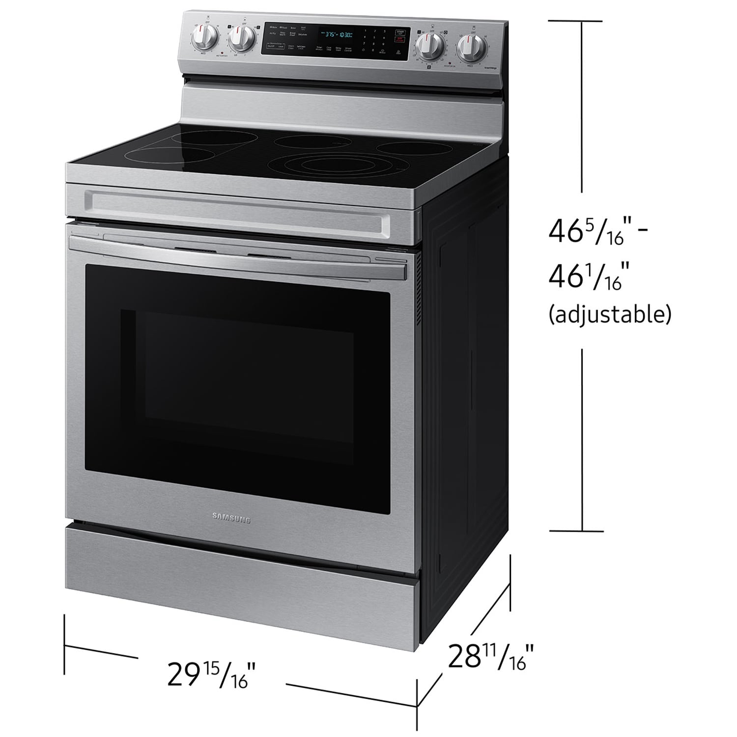 Samsung 30 in. 6.3 cu. ft. Smart Air-Fry True European Convection Electric Range with Radiant Burners & Griddle - Stainless Steel, , hires