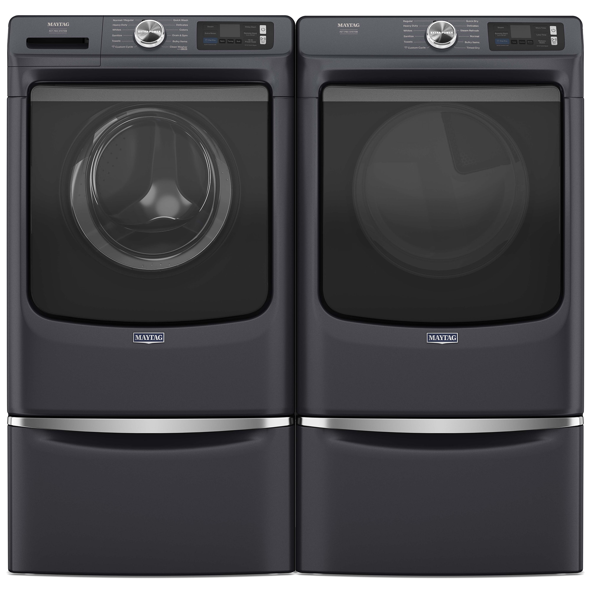 Maytag Pet Pro 27 in. 7.4 cu. ft. Smart Stackable Electric Dryer with Sensor Dry, Sanitize & Steam Cycle - Midnight Steel, Midnight Steel, hires