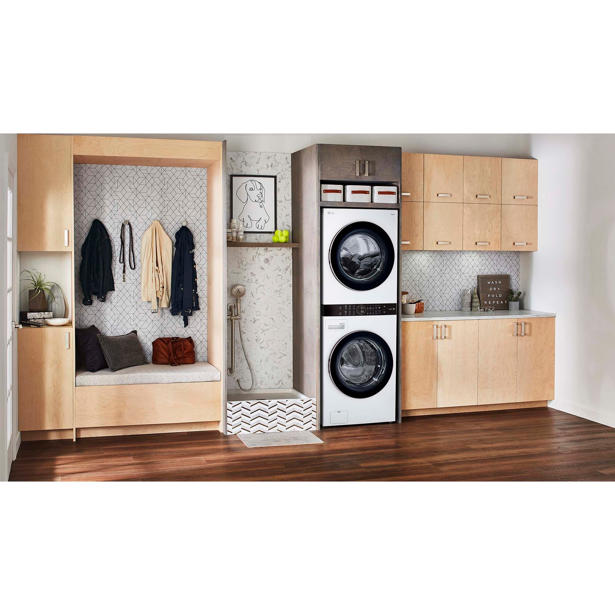 LG 27 in. WashTower with 4.5 cu. ft. Washer with 6 Wash Programs & 7.4 cu. ft. Electric Dryer with 6 Dryer Programs, Sensor Dry & Wrinkle Care - White, White, hires