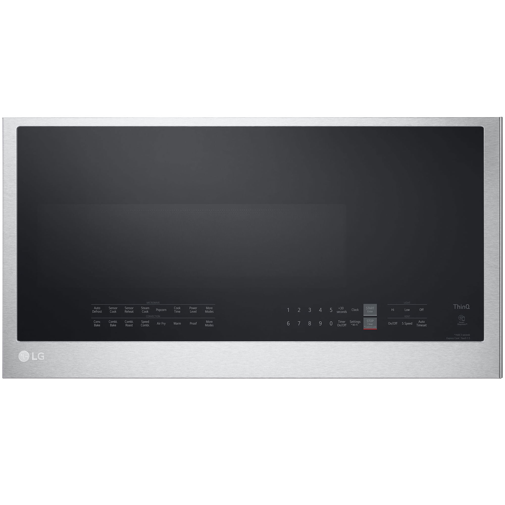 LG 30 in. 1.7 cu. ft. 950W Smart Over-the-Range Microwave with 300 CFM, Convection & Sensor Cooking - PrintProof Stainless Steel, PrintProof Stainless Steel, hires