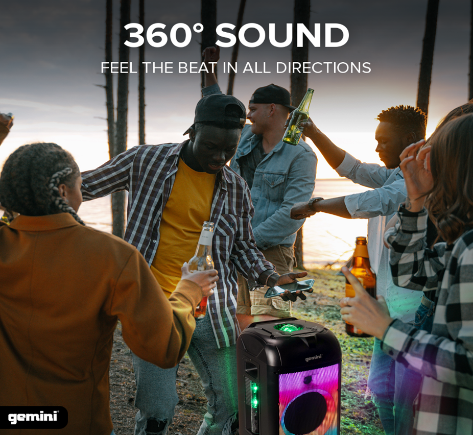 GPLT-360: 360° Portable Bluetooth™ Speaker w/ LED Party Lighting