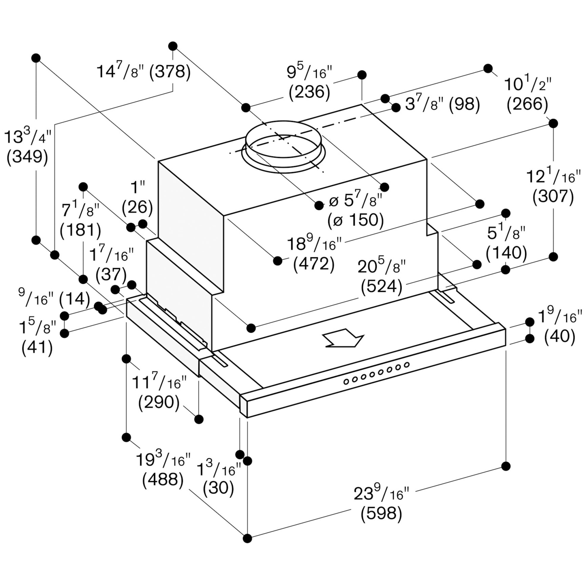 Gaggenau 200 Series 24 in. Standard Style Range Hood with 3 Speed Settings & 2 LED Light
