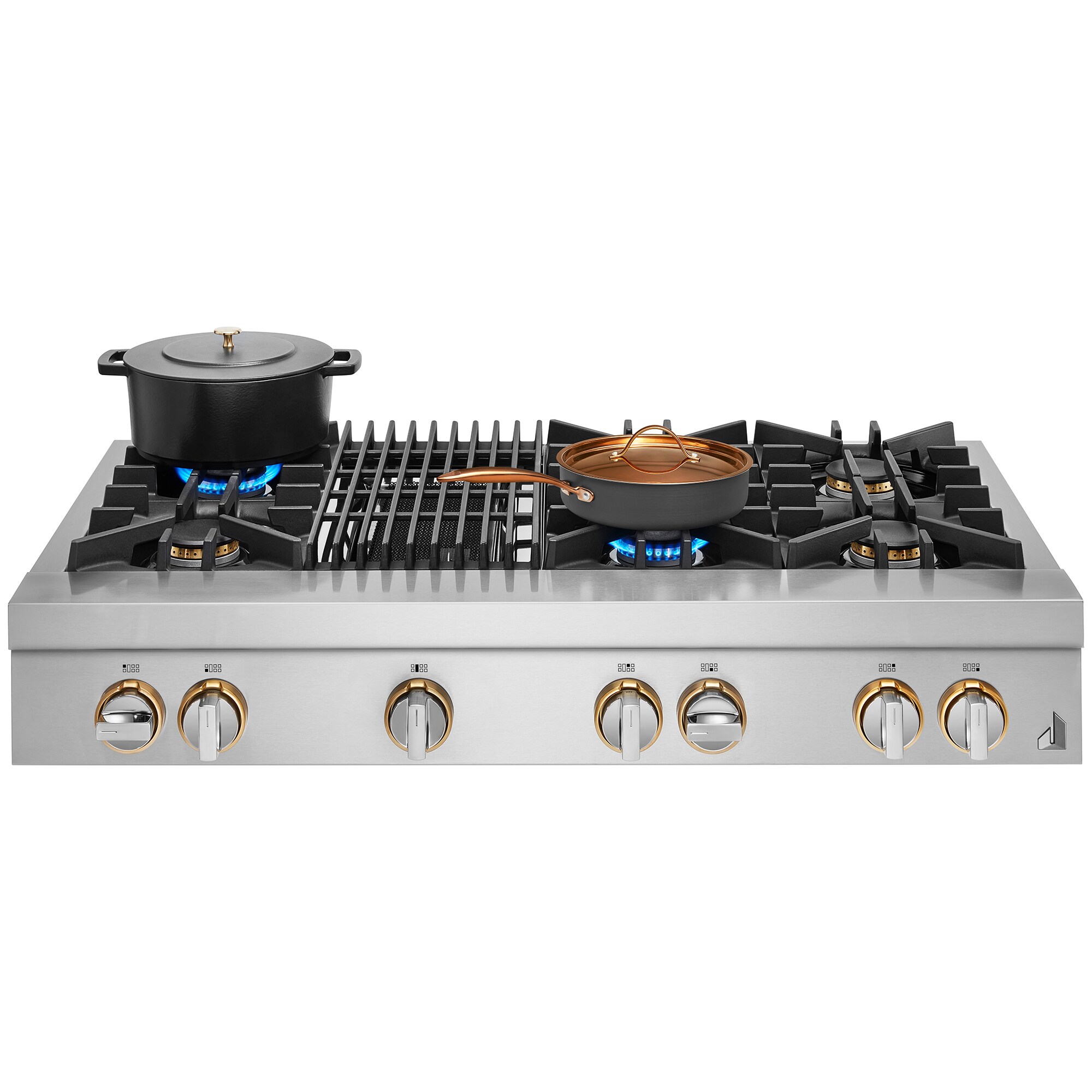 JennAir Rise 48 in. 6-Burner Natural Gas Rangetop with Grill, Simmer Burner & Power Burner - Stainless Steel, , hires