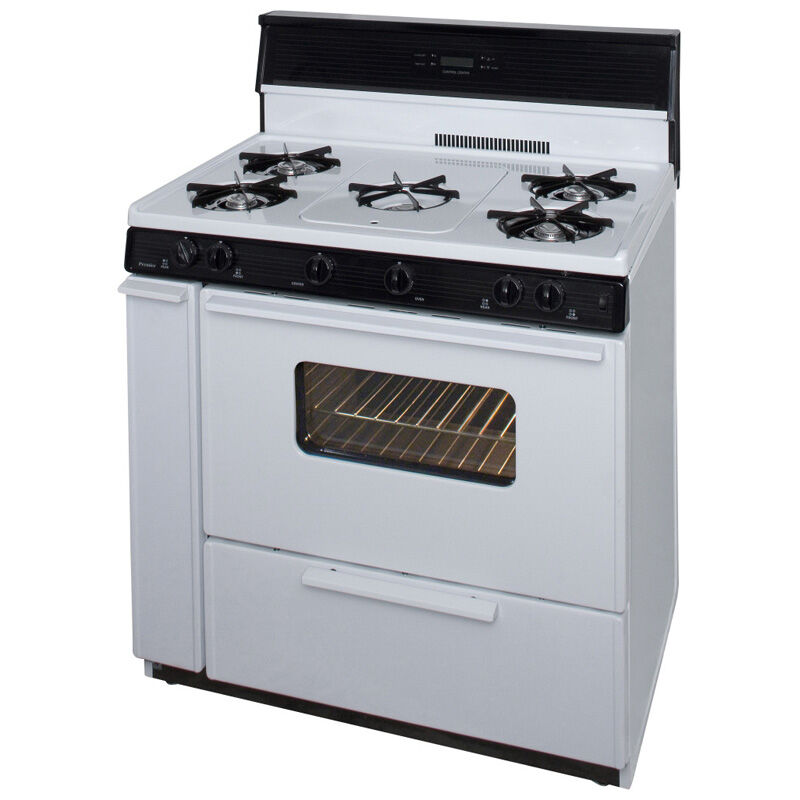 Premier 36 in. 3.9 cu. ft. Gas Range with Open Burners - White, , hires