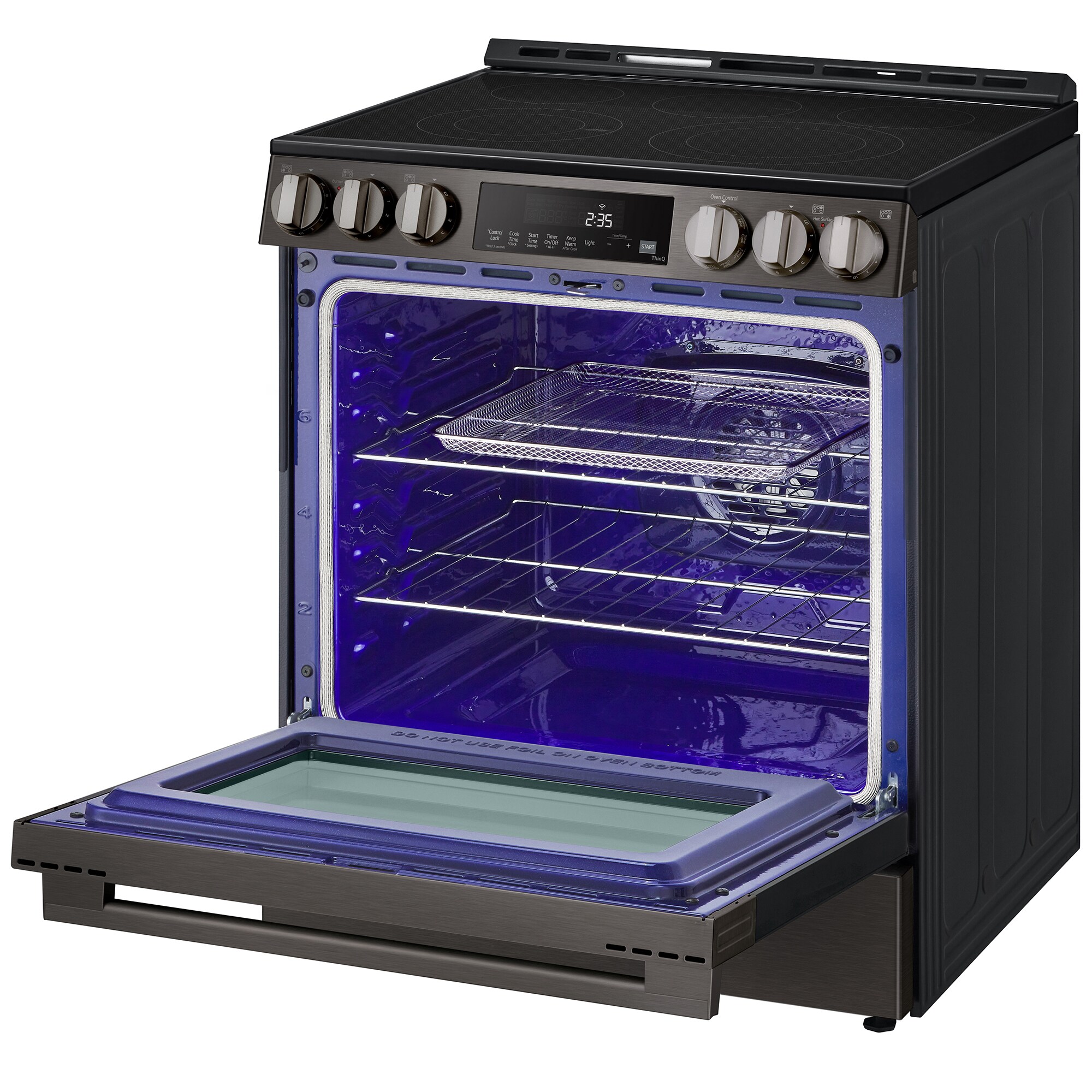 LG 30 in. 6.3 cu. ft. Smart Air-Fry Standard Convection Slide-In Electric Range with Radiant Burners - Black Stainless Steel, , hires