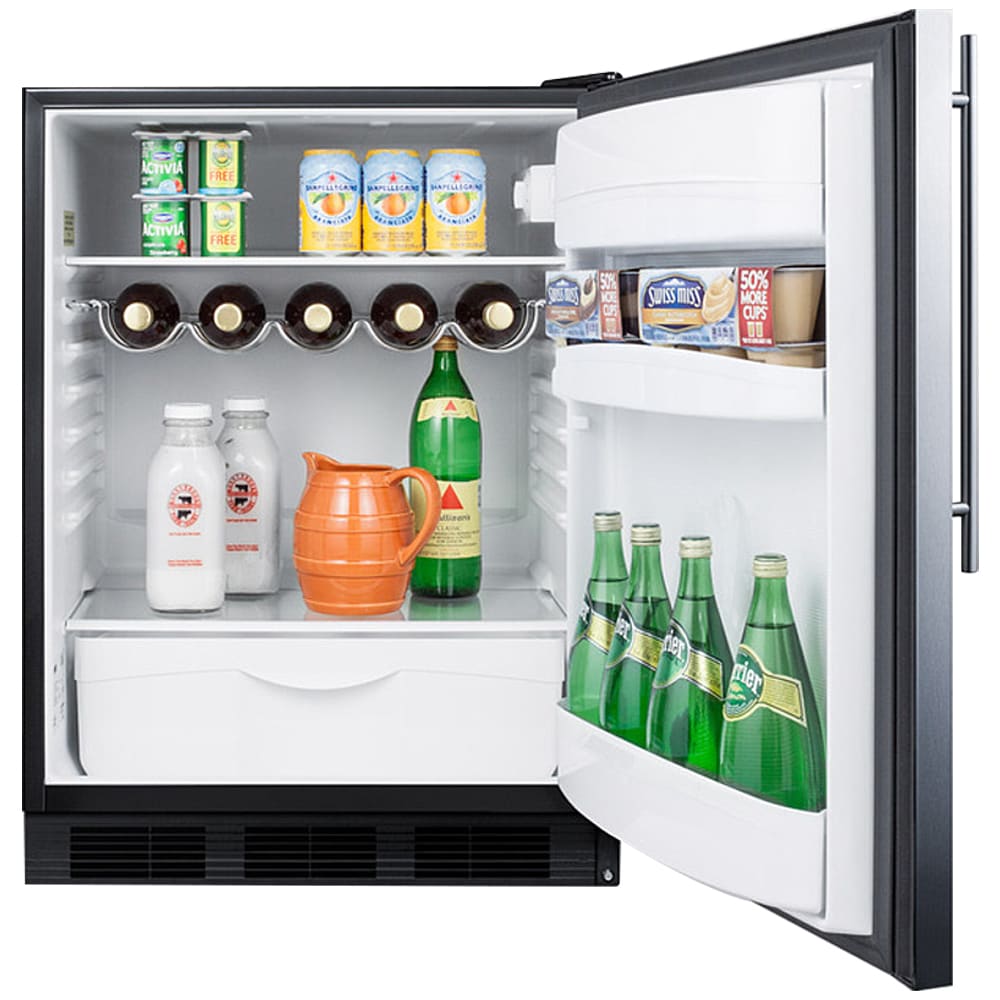 Summit 24 in. 5.5 cu. ft. ADA Compliant Undercounter Refrigerator with Vertical Handle - Stainless Steel with Black Cabinet, , hires