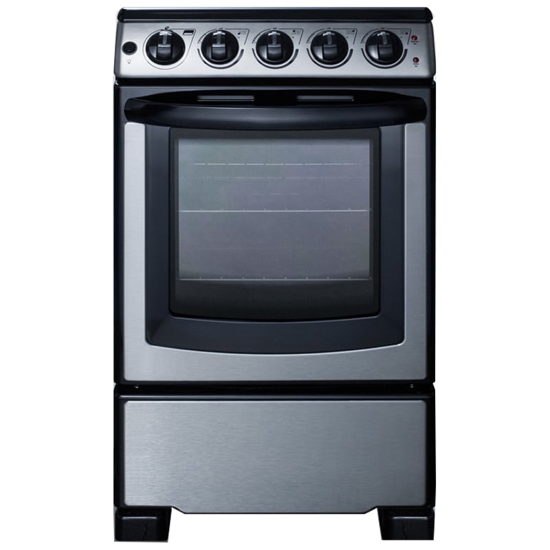Summit White Pearl Series 20 in. 2.3 cu. ft. Slide-In Electric Range with Smoothtop Burners - Stainless Steel, , hires