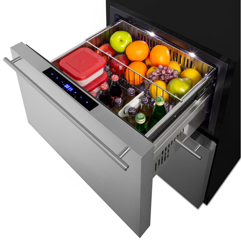 Summit 24 in. 3.3 cu. ft. Outdoor Double Refrigerator & Freezer Drawer - Custom Panel Ready, , hires