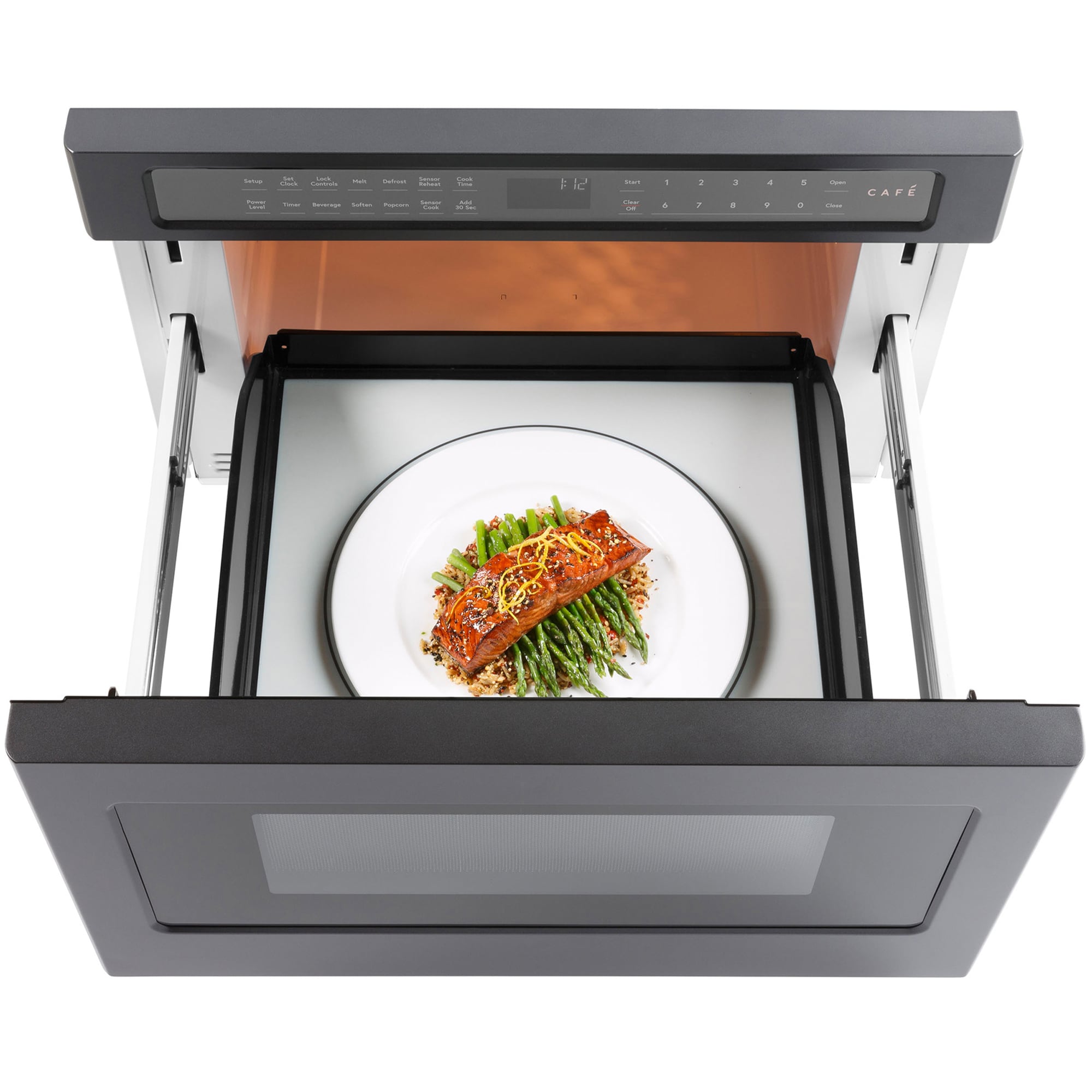 Cafe 24 in. 1.2 cu. ft. 1000W Drawer Microwave with Sensor Cooking - Matte Black, Matte Black, hires
