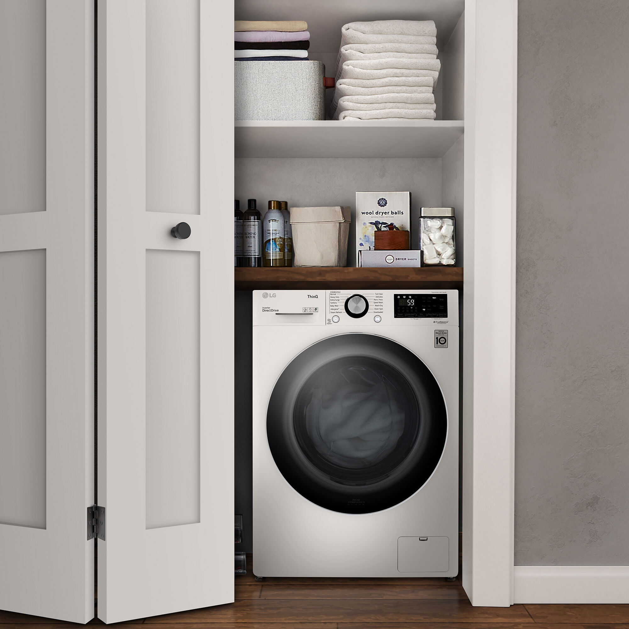 LG 24" Electric All-in-One Front Loading Combo with 2.4 Cu. Ft. Washer with 14 Wash Programs & 2.4 Cu. Ft. Dryer with 1 Dryer Program, Sensor Dry & Wrinkle Care - White, White, hires