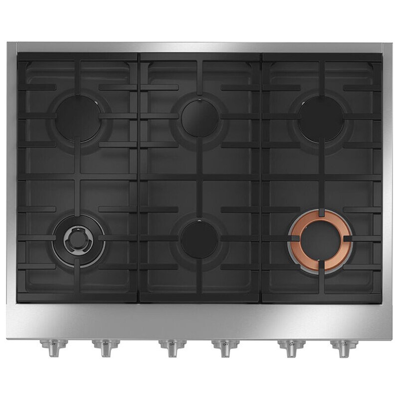 Cafe 36 in. 6-Burner Natural Gas Rangetop with Simmer Burner & Power Burner - Matte Black, Matte Black, hires
