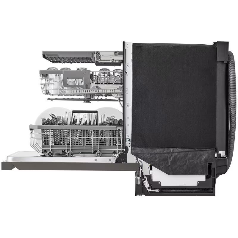 LG 24 in. Top Control Smart Dishwasher with 42 dBa Sound Level, 3rd-Rack, Dynamic Heat Dry & Pocket - PrintProof Black Stainless Steel, PrintProof Black Stainless Steel, hires