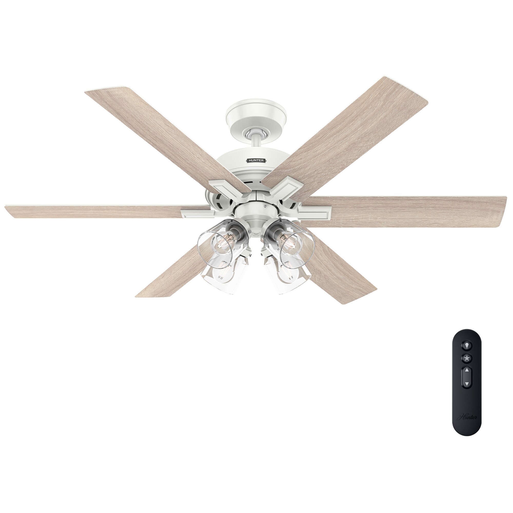 Hunter 52 in. Fonthill Energy Star HunterExpress Ceiling Fan with LED Light Kit & Handheld Remote - Brushed Nickel, Brushed Nickel, hires