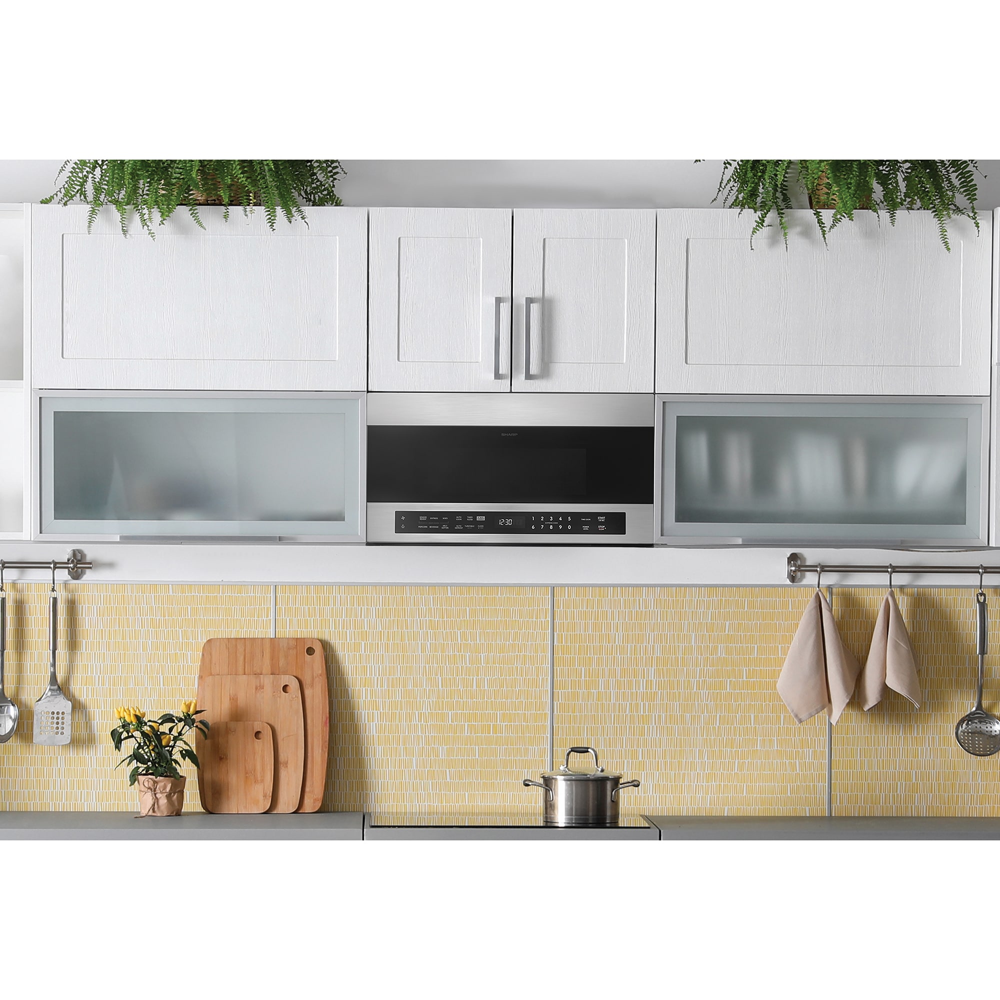 Sharp 30 in. 1.9 cu. ft. 1100W Smart Over-the-Range Microwave with 400 CFM & Sensor Cooking - Stainless Steel, , hires