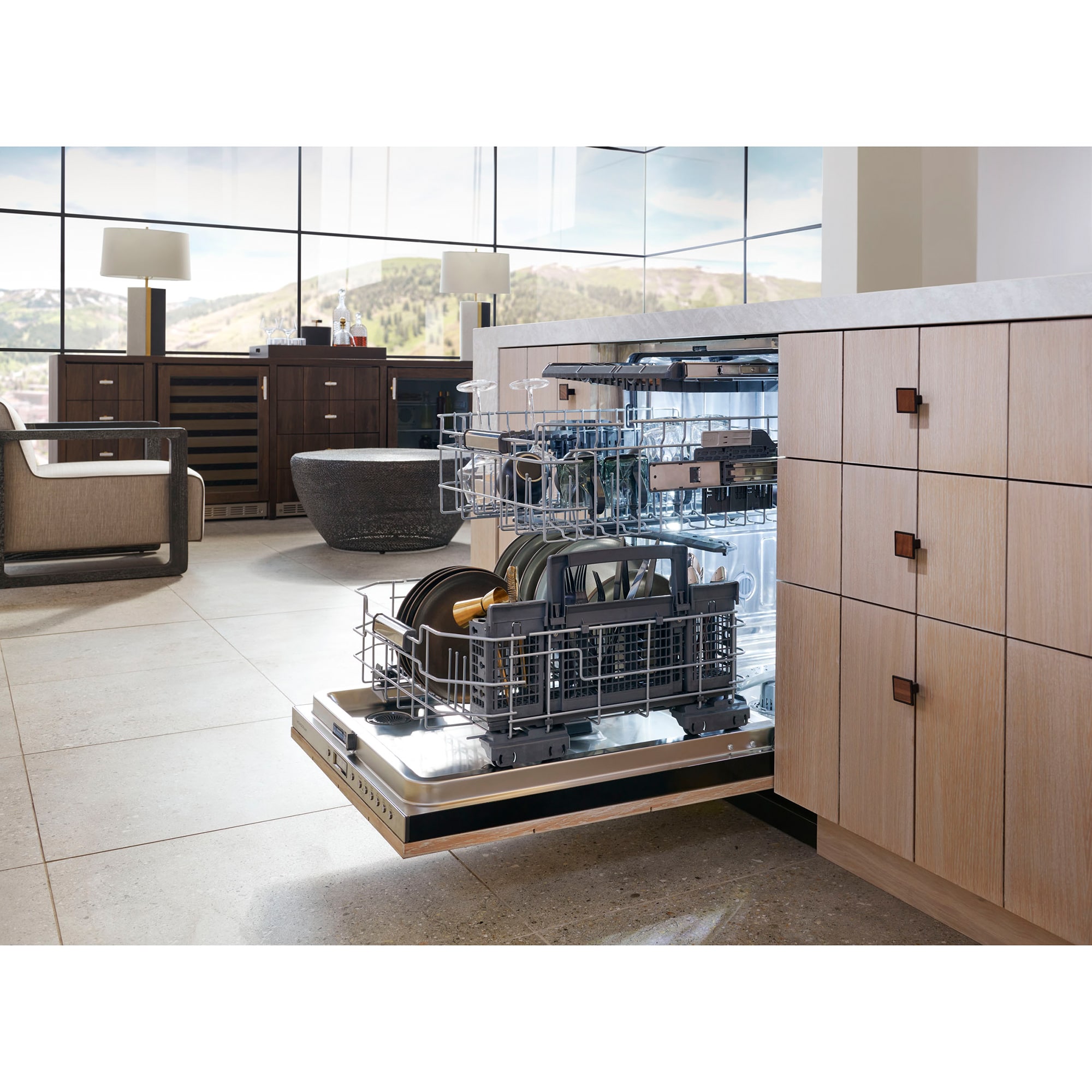 Monogram 24 in. Top Control Flush-Mount Smart Dishwasher with 39 dBa Sound Level, 3rd-Rack & Max Dry system - Custom Panel Ready, , hires