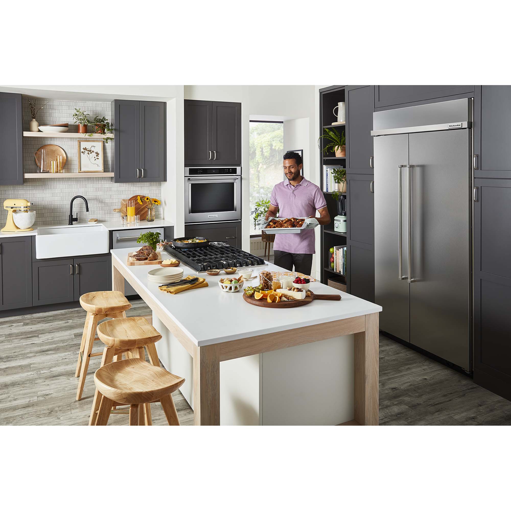 KitchenAid 36 in. 5-Burner Natural Gas Cooktop with Downdraft, Simmer Burner & Power Burner - Stainless Steel, , hires