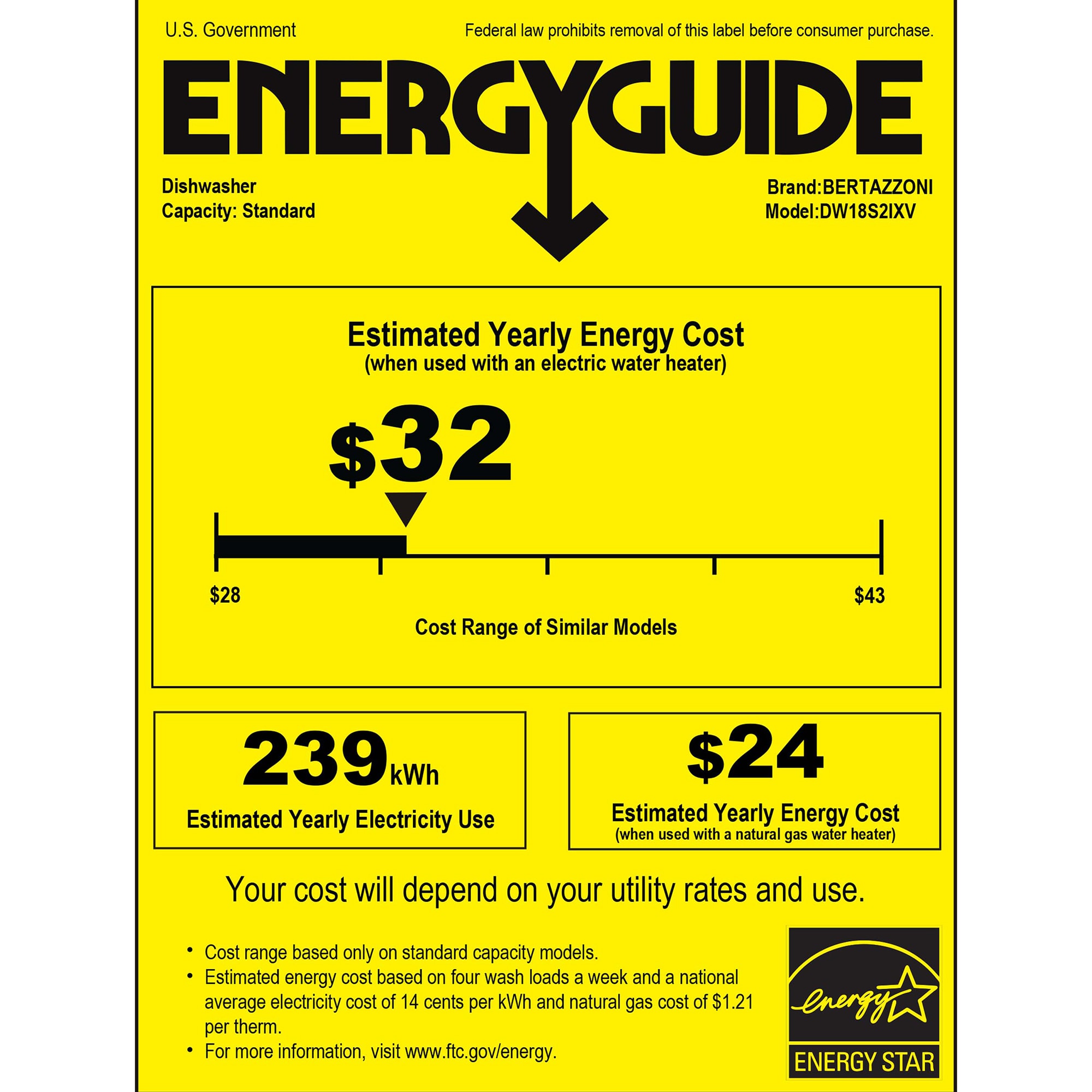 Bertazzoni 18 in. Top Control Dishwasher with 51 dBa Sound Level & ActiveDry - Stainless Steel, , hires