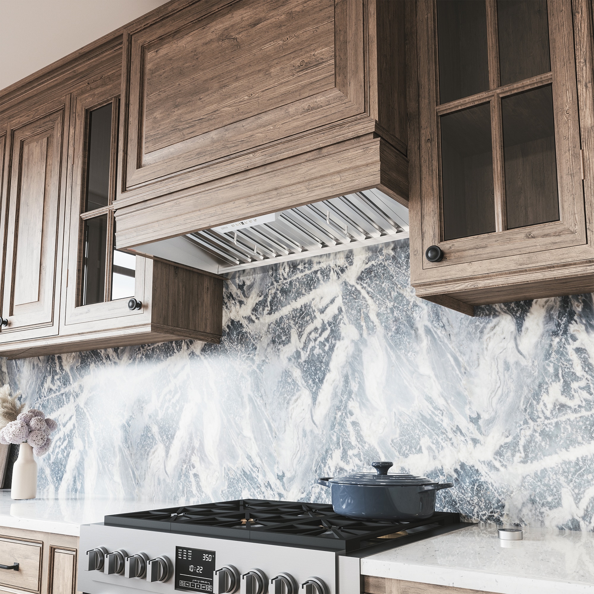 Zephyr 42 in. Ducted Standard Style Range Hood with 1200 CFM, 6 Fan Speeds & 2 LED Lights - Stainless Steel, , hires