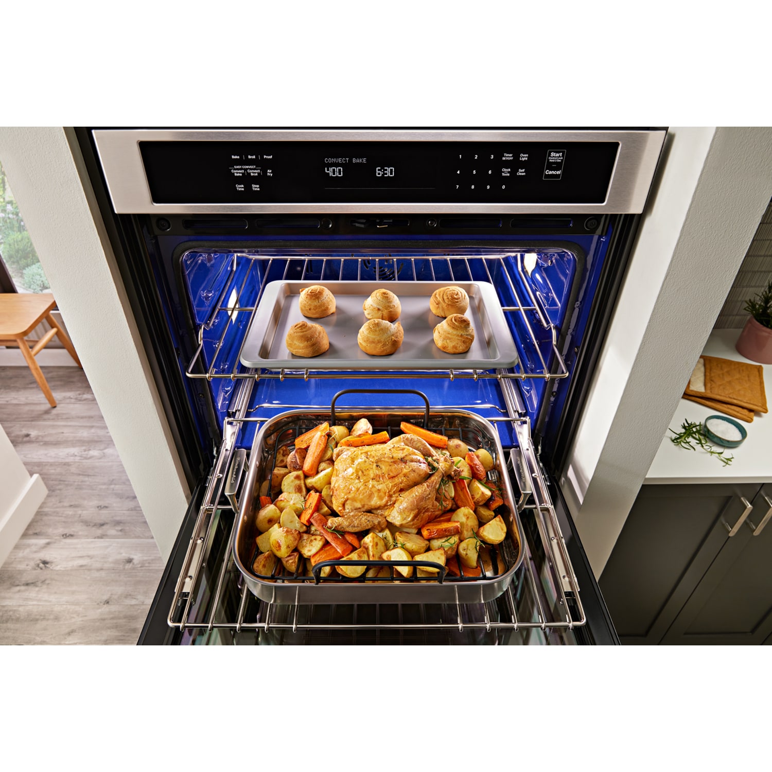 KitchenAid 27 in. 4.3 cu. ft. Smart Electric Single Wall Oven with True European Convection - Black Stainless Steel with PrintShield Finish, , hires