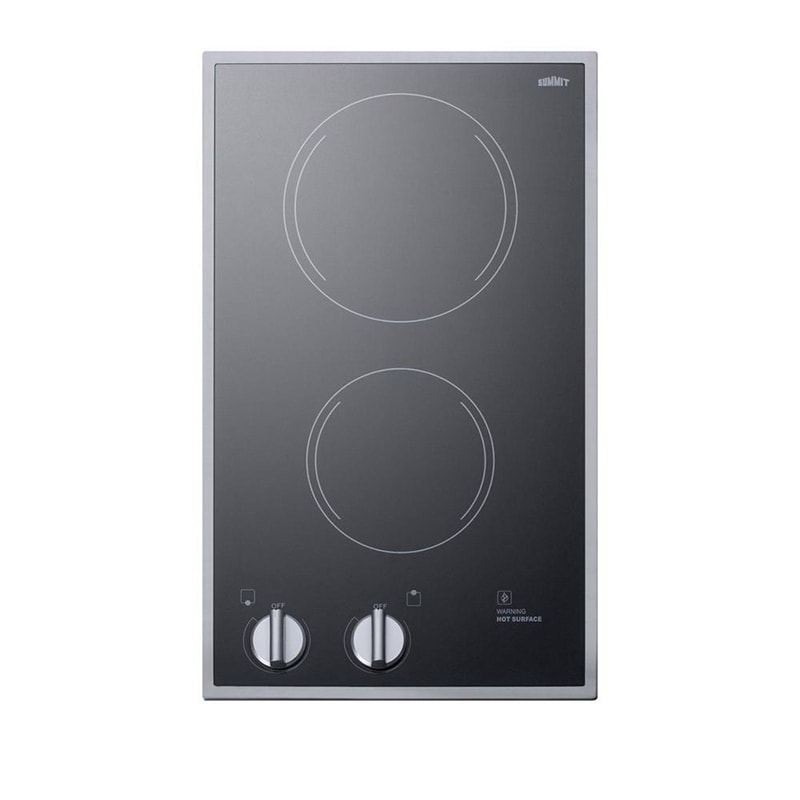 Summit 12 in. 2-Burner Electric Cooktop - Black Glass, , hires