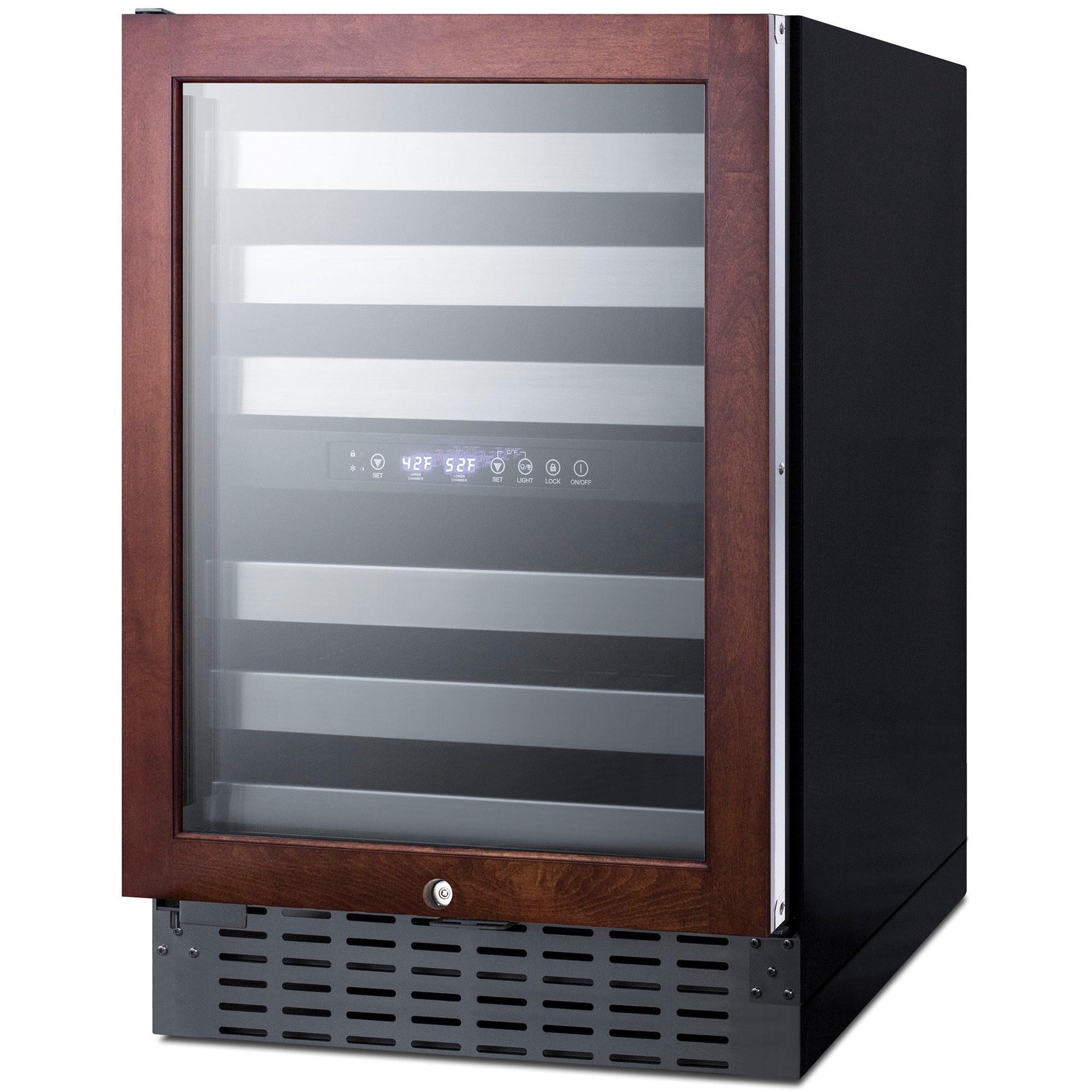 Summit 24 in. Undercounter Wine Cooler with Wire Racks, Dual Temperature Zones & 46 Bottle Capacity - Custom Panel Ready, , hires