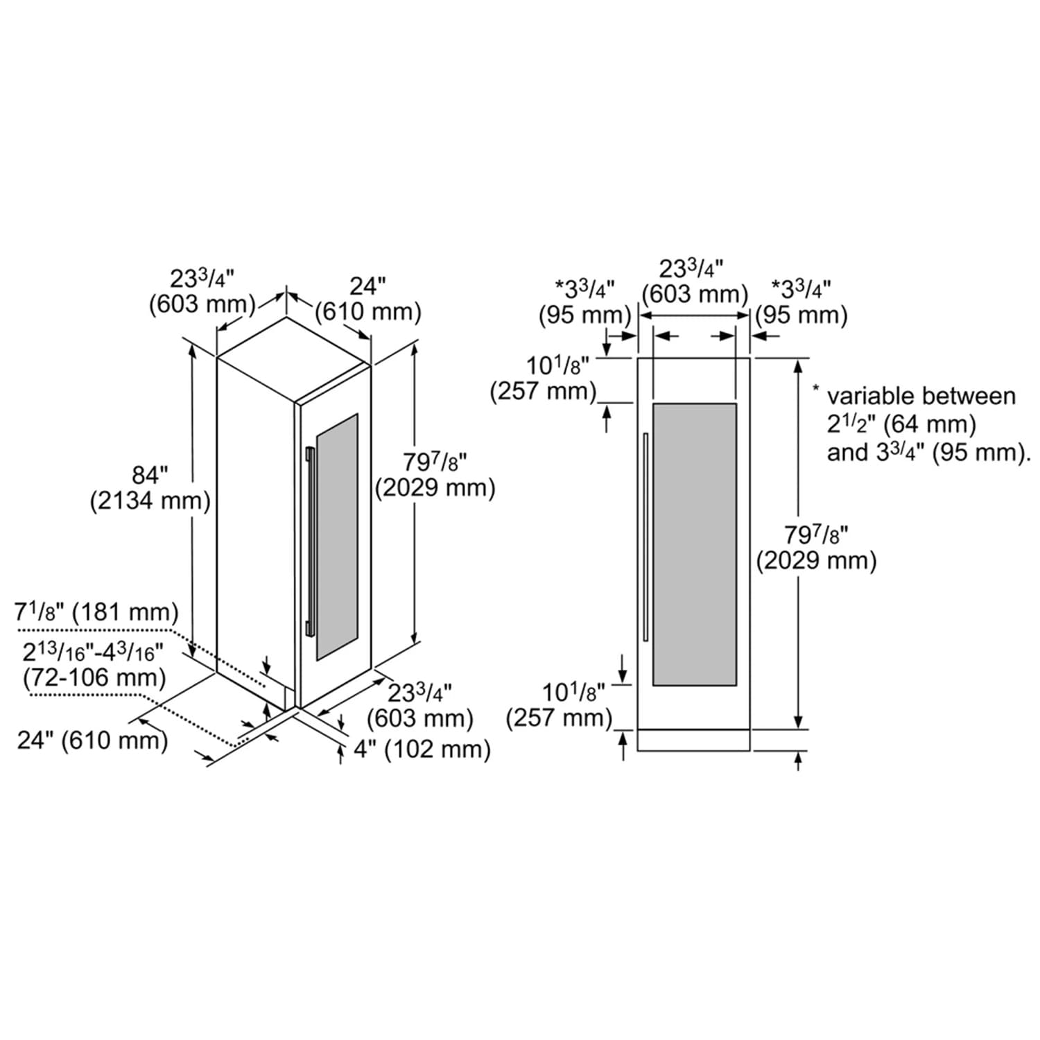 Thermador Freedom Collection 24 in. Built-in Smart Wine Cooler with Wood Racks, Multi-Temperature Zones & 92 Bottle Capacity - Custom Panel Ready, , hires